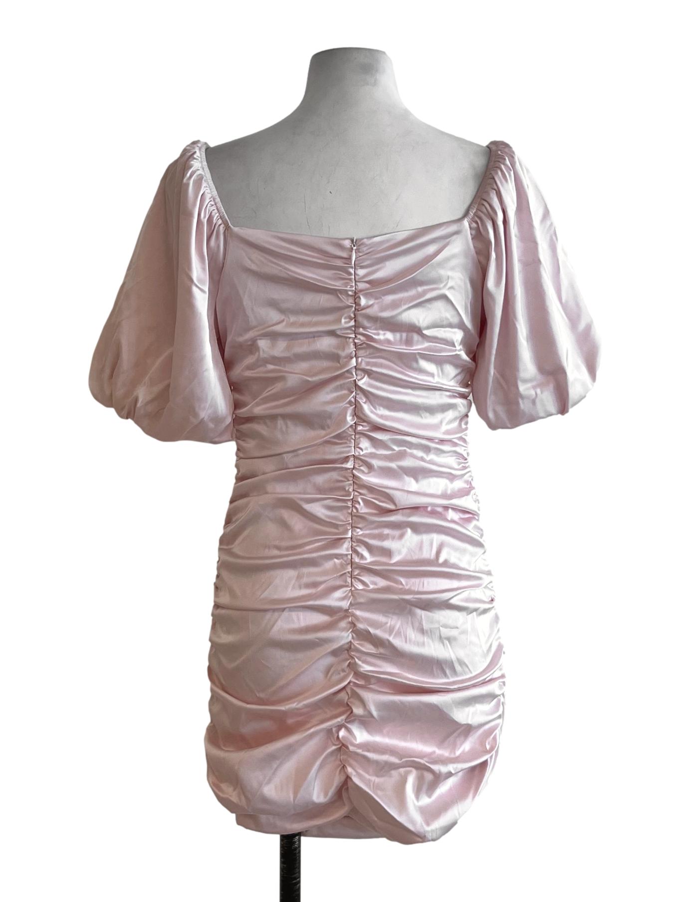 Crepe Pink Square Neckline Empire Dress