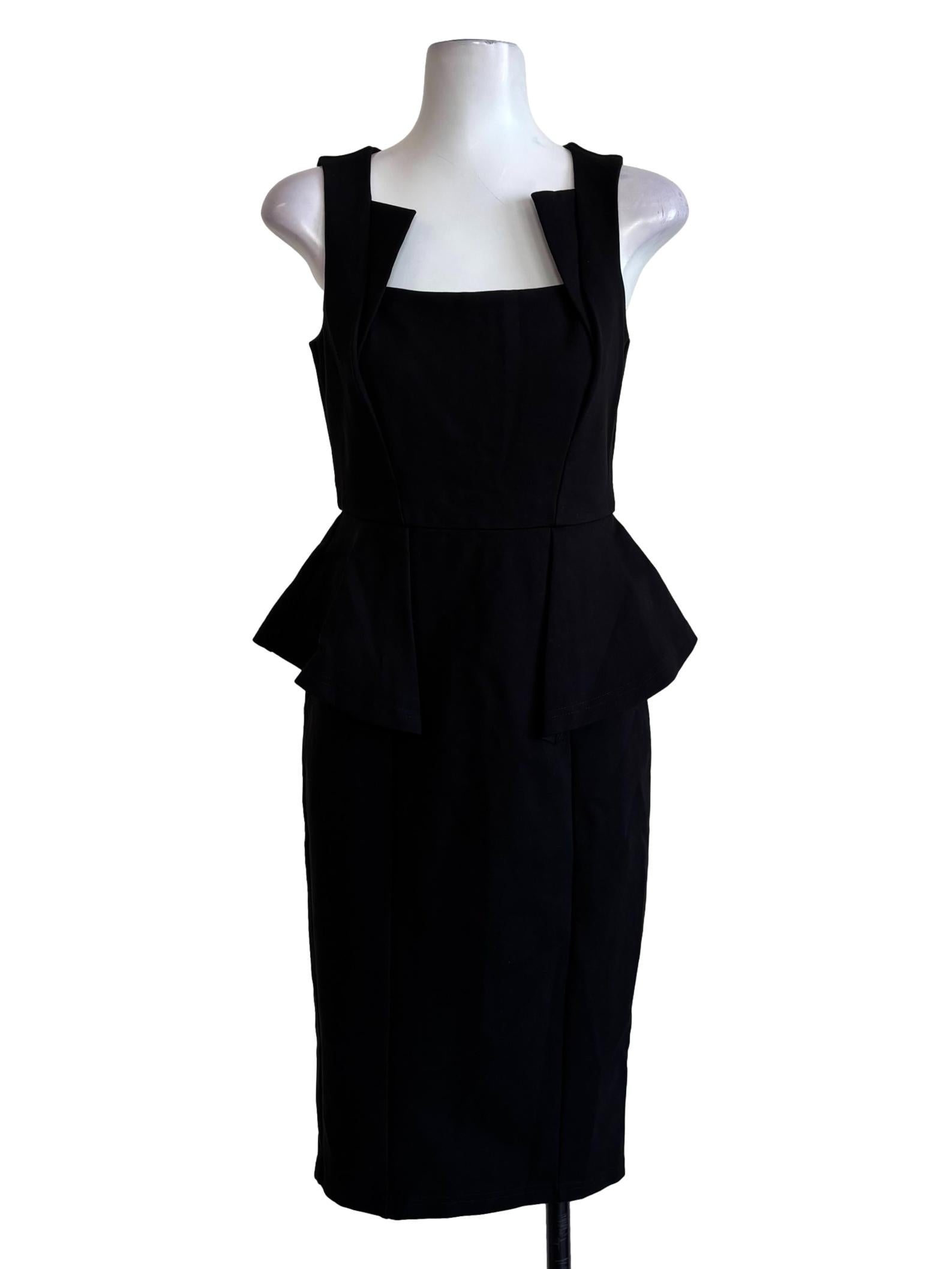 Soft Black Pencil Peplum Dress