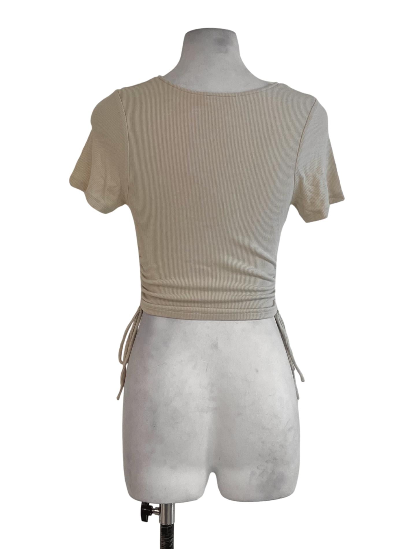 Cream Beige V-Neckline Blouse