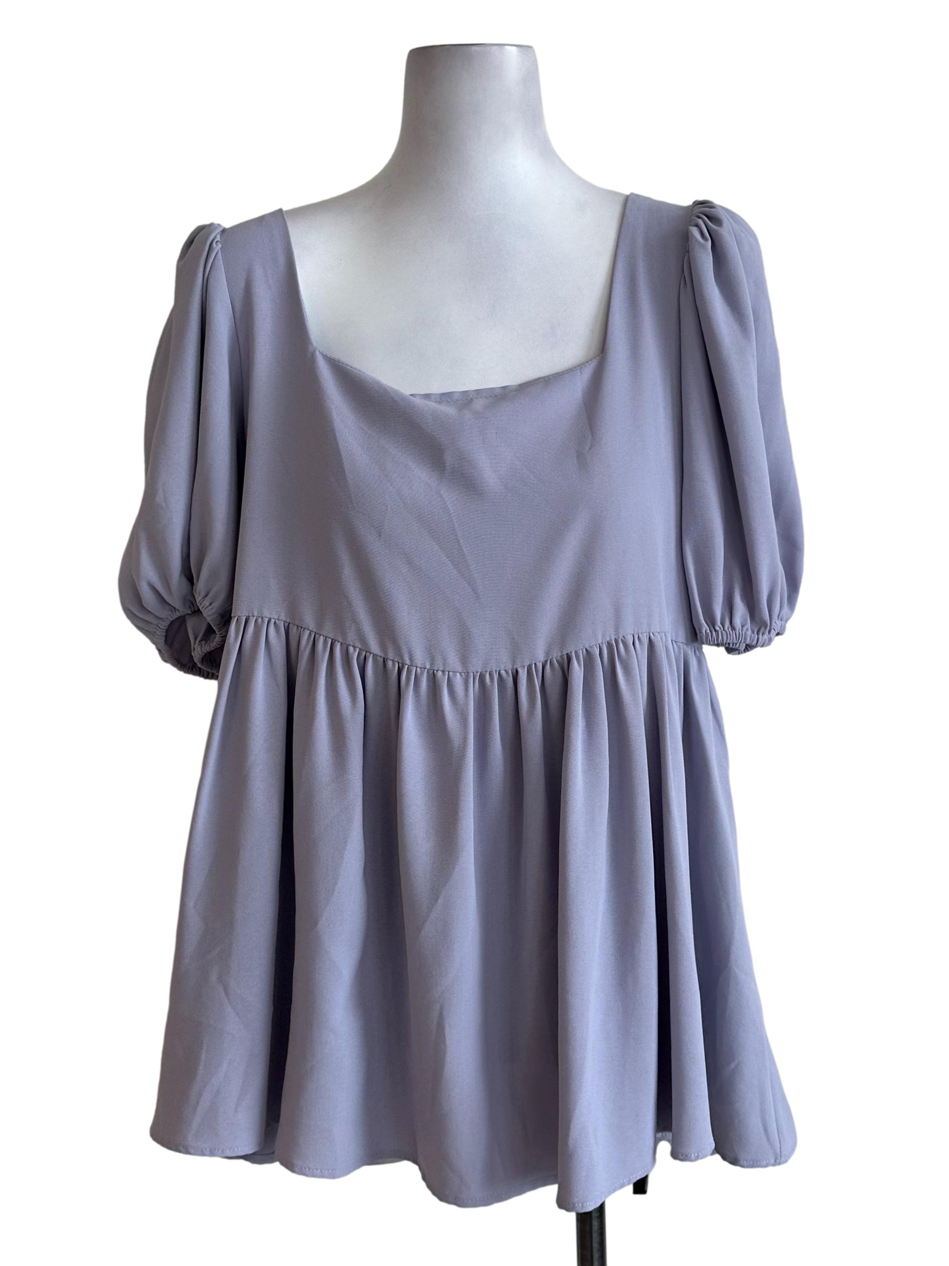 Ash Purple Square Neck Babydoll Dress