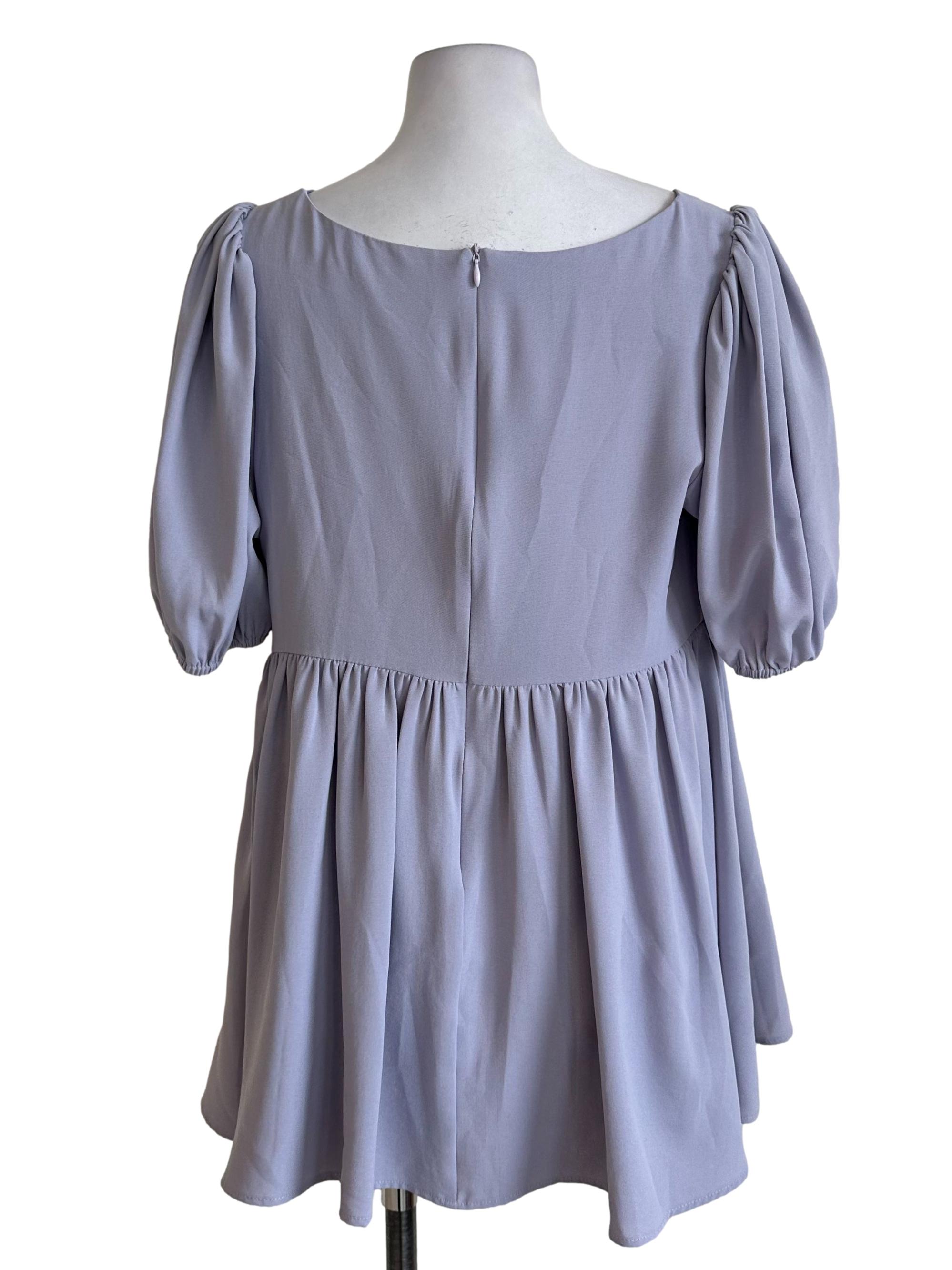 Ash Purple Square Neck Babydoll Dress