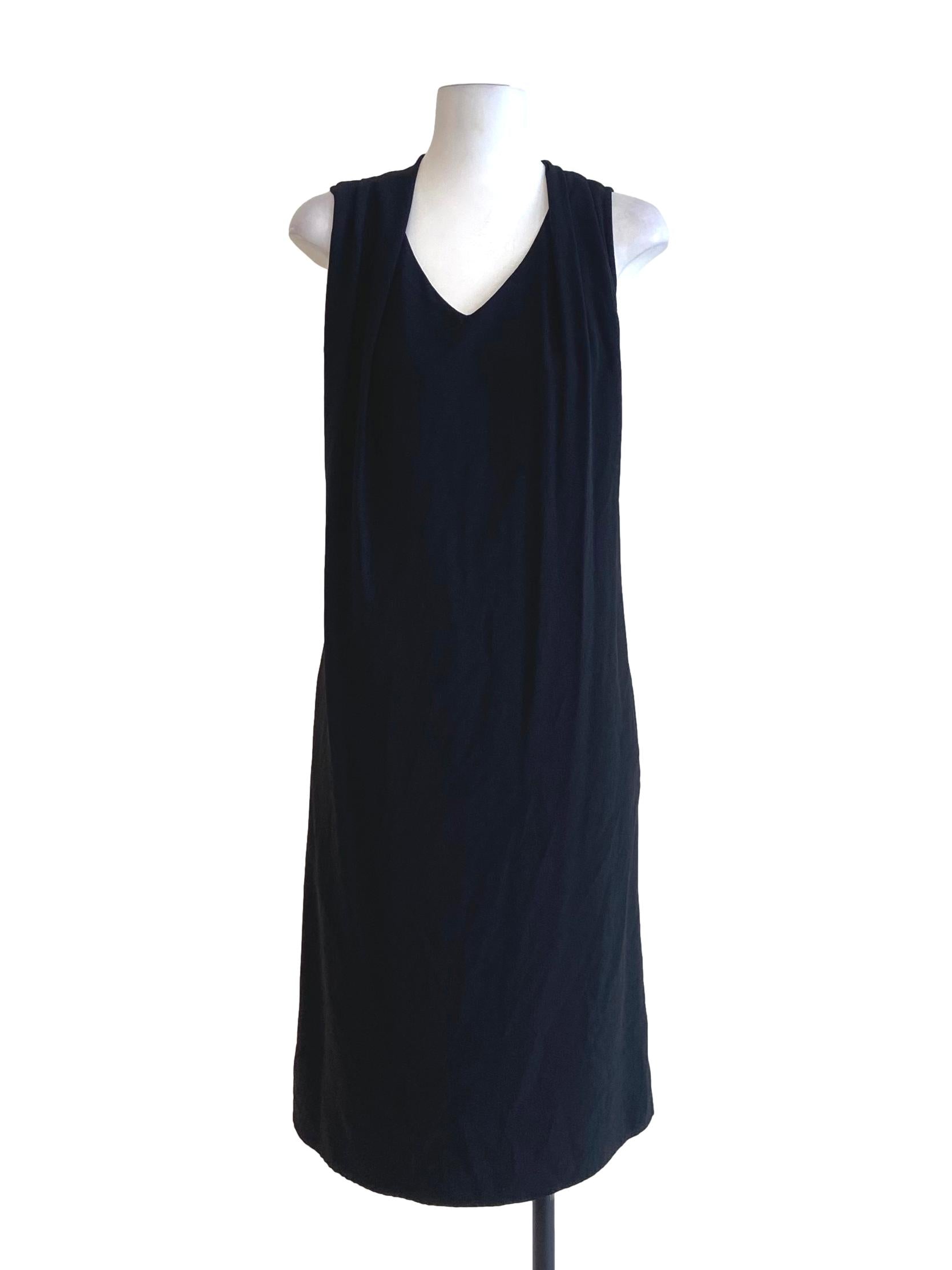 Black V-Neck Shift Dress