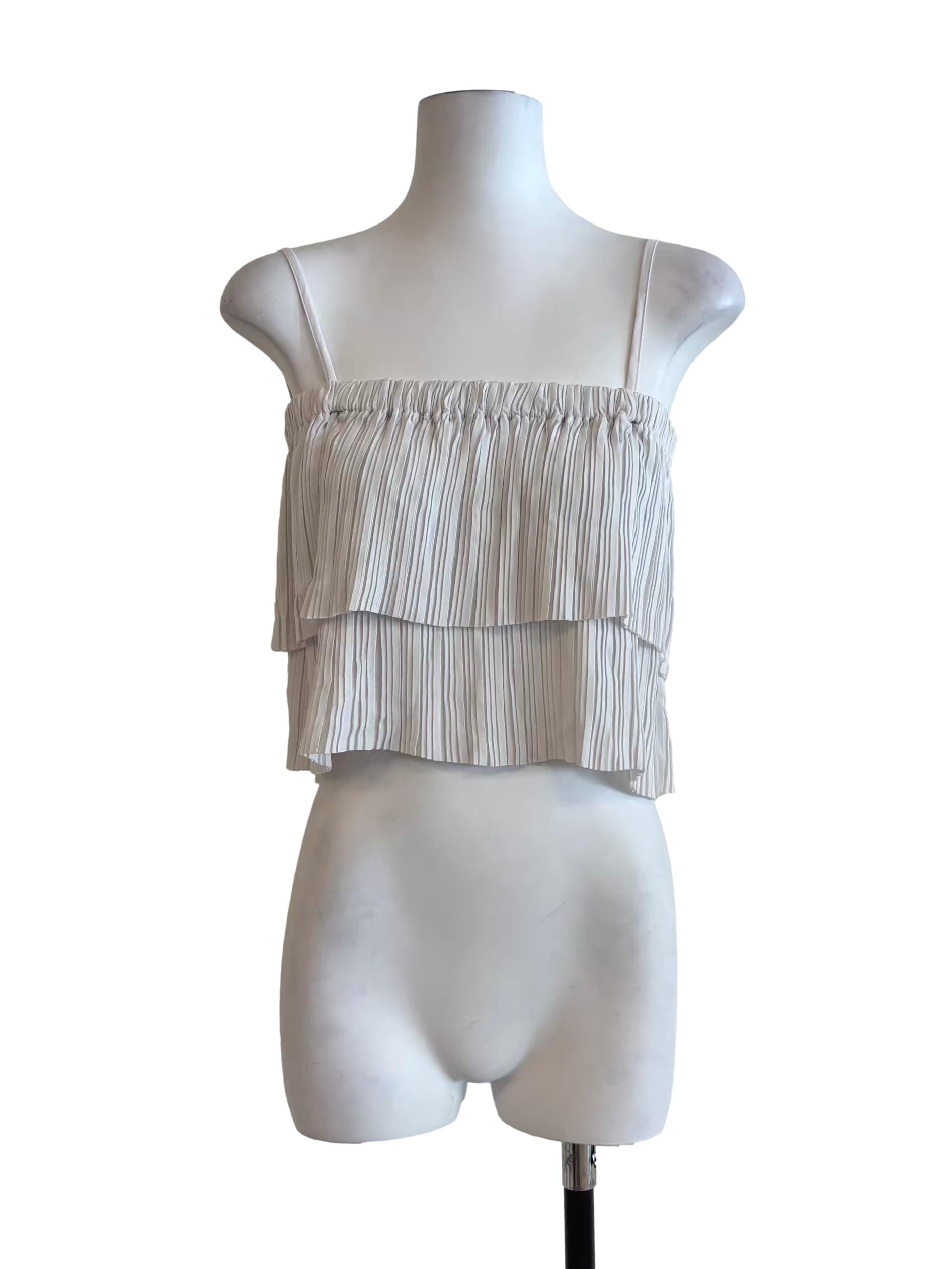 Porcelain White Pleated Layer Camisole