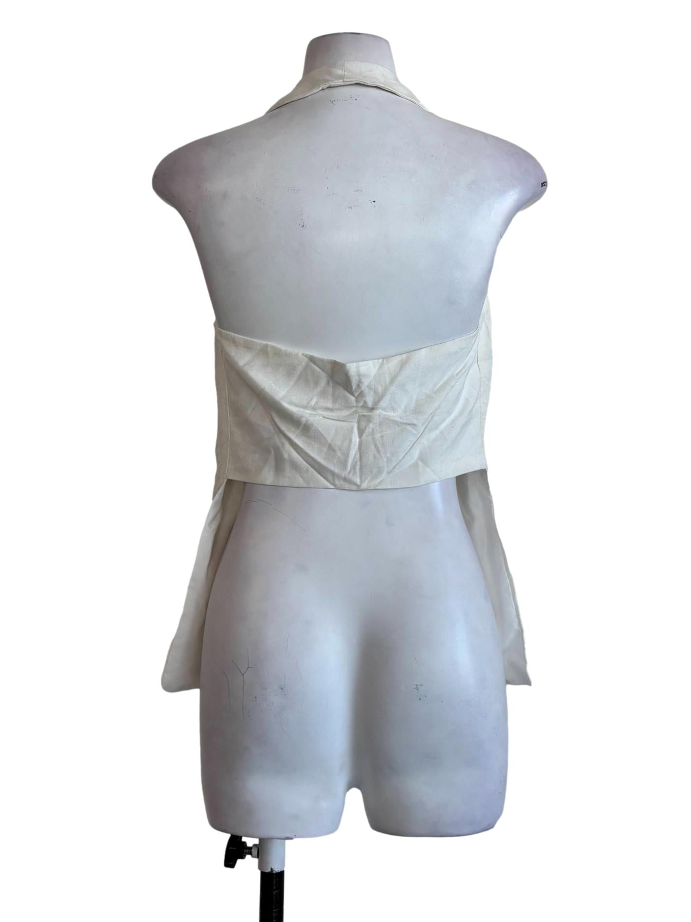 Dutch White Button Halter Top