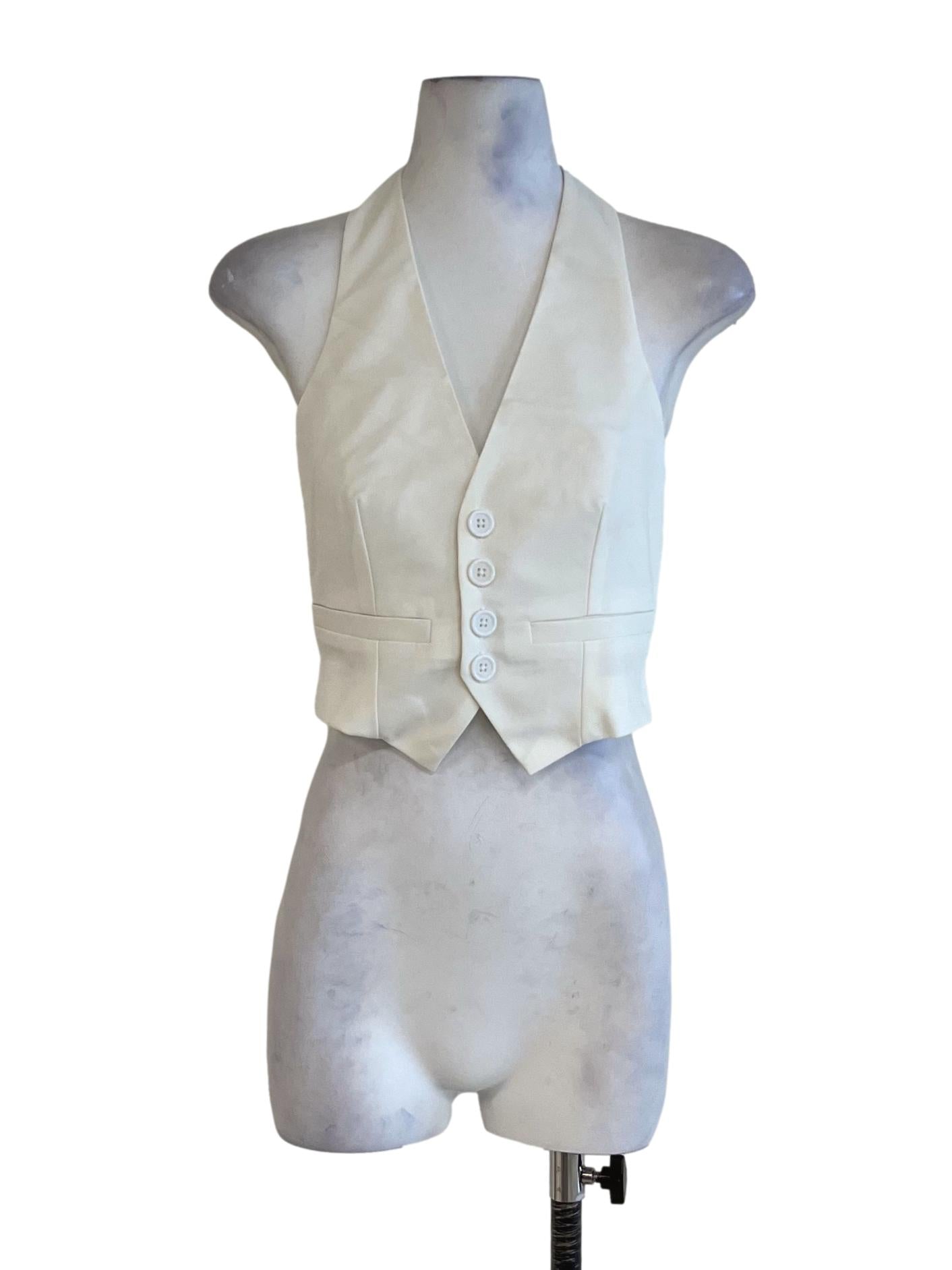 White Halter Neckline Sleeveless Top