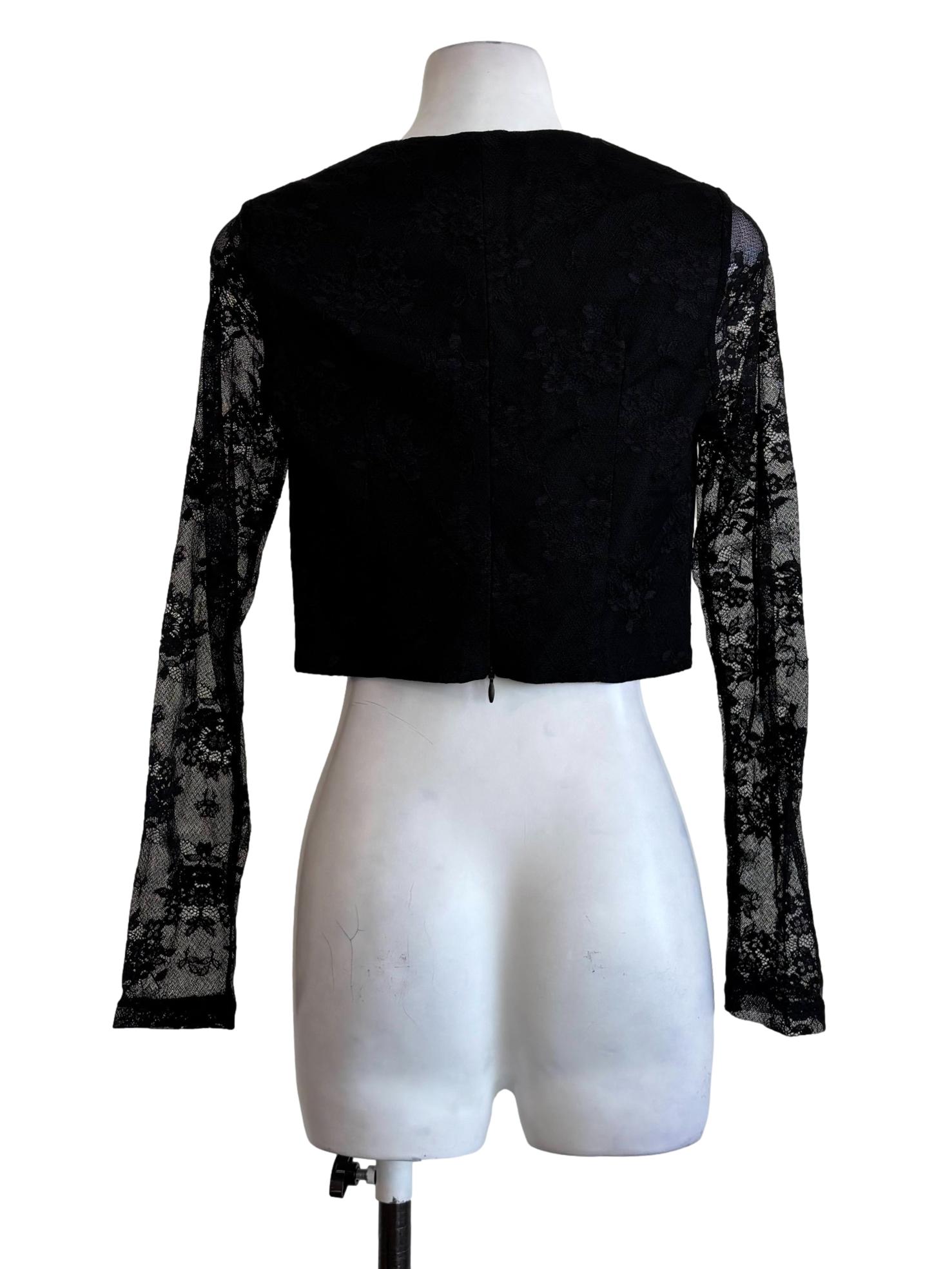 Jet Black Lace Sheer Sleeve Top