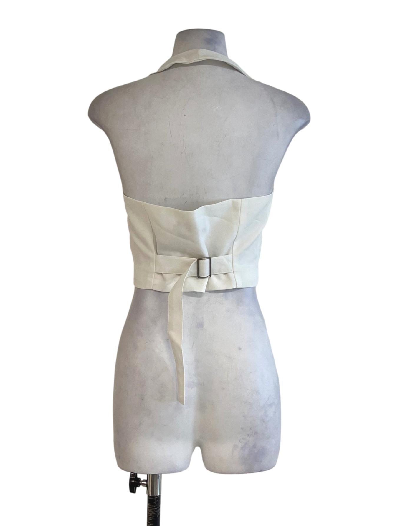White Halter Neckline Sleeveless Top