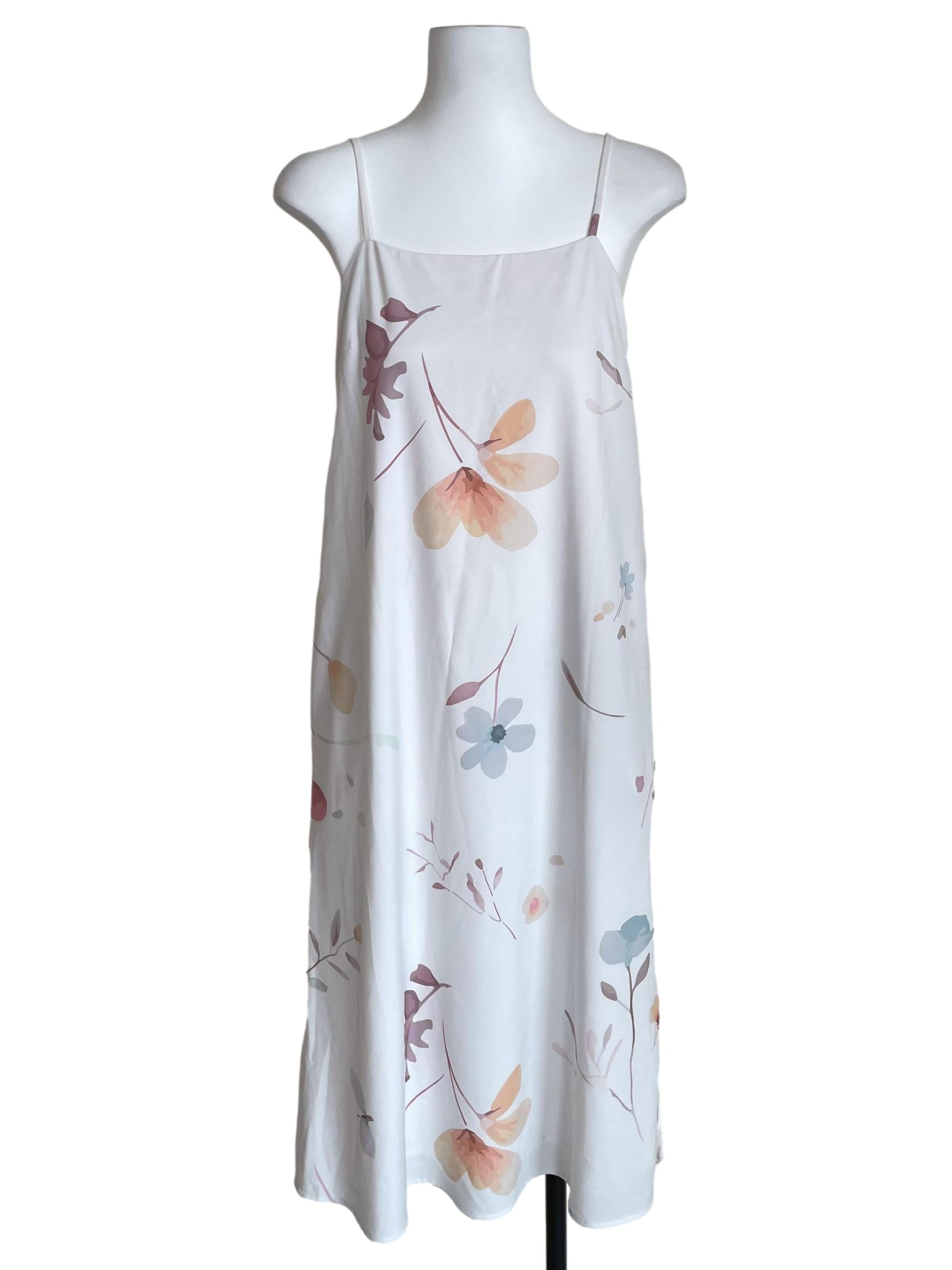 Chiffon White Floral Loose Cami Dress