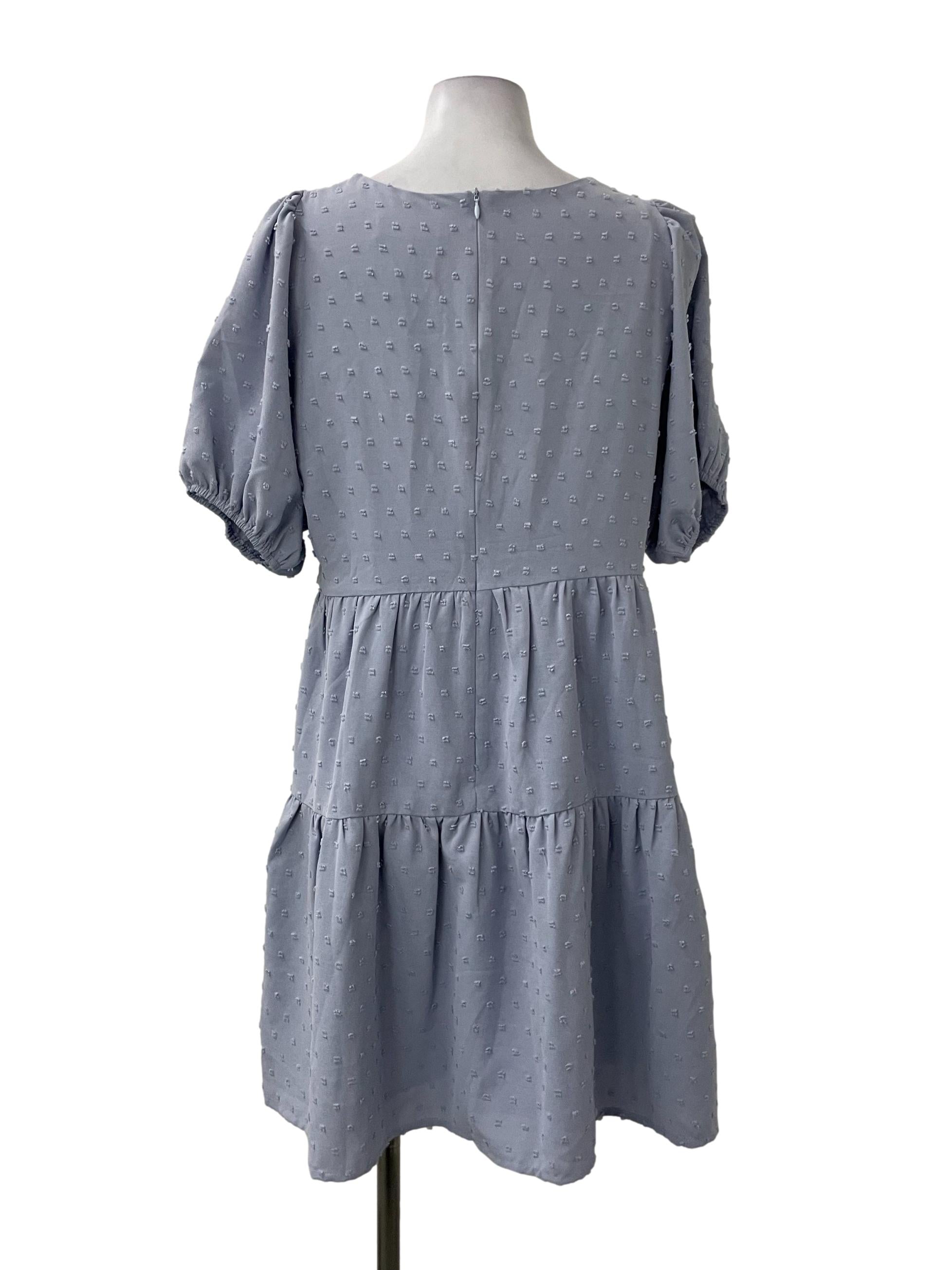 Blue Swiss Dot Tiered Dress