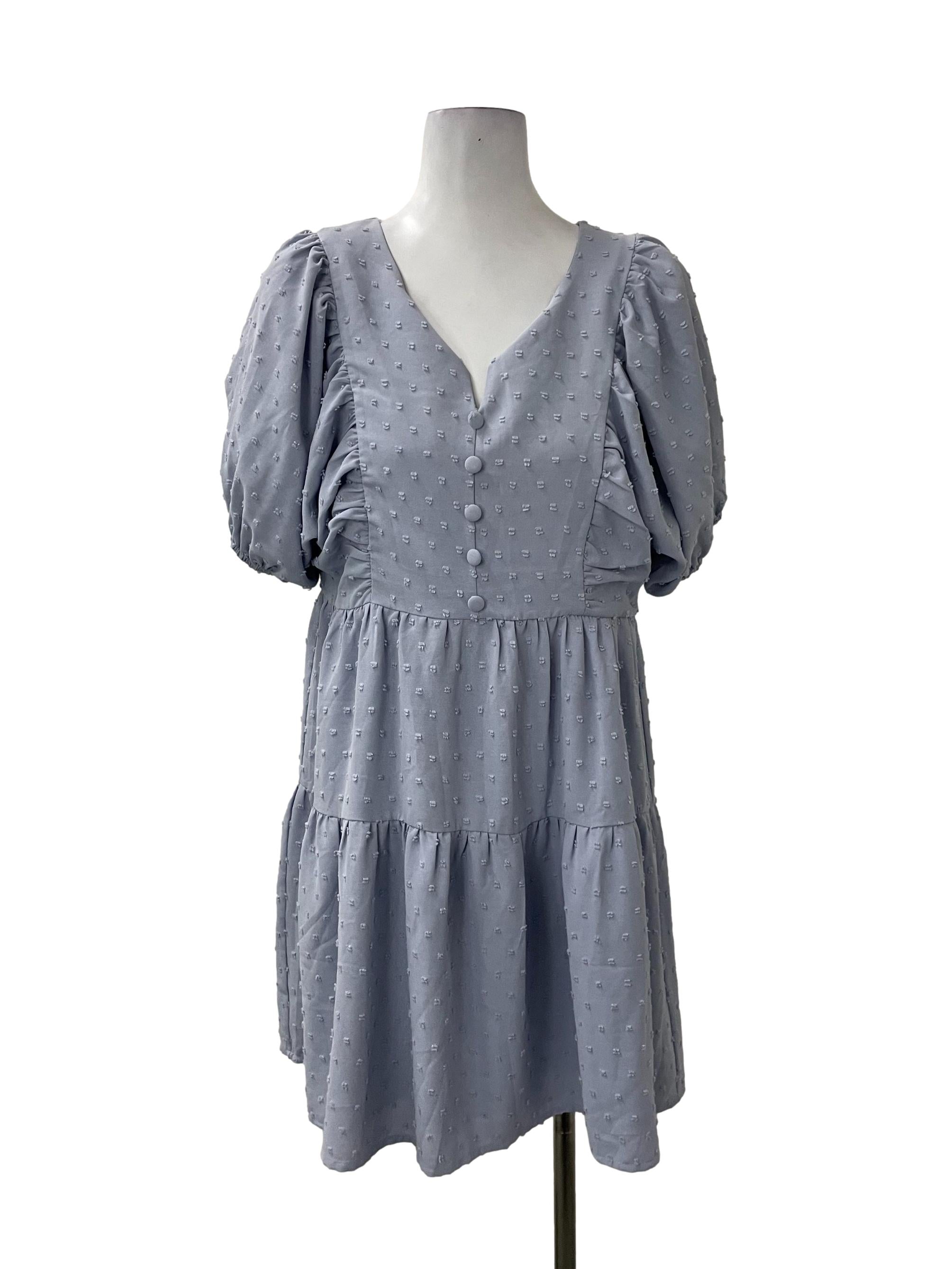 Blue Swiss Dot Tiered Dress