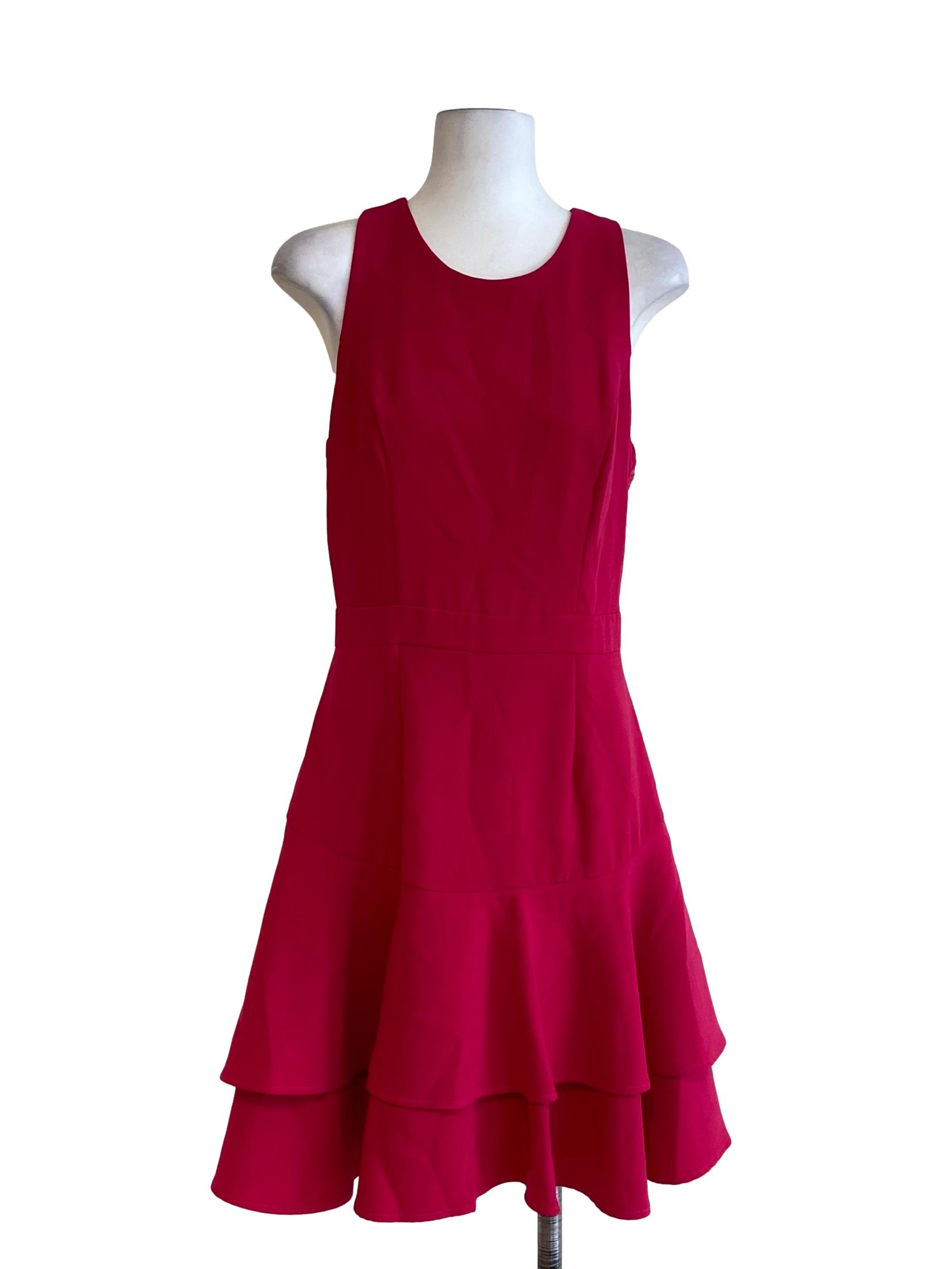 Hot Pink Sleeveless Layered Dress