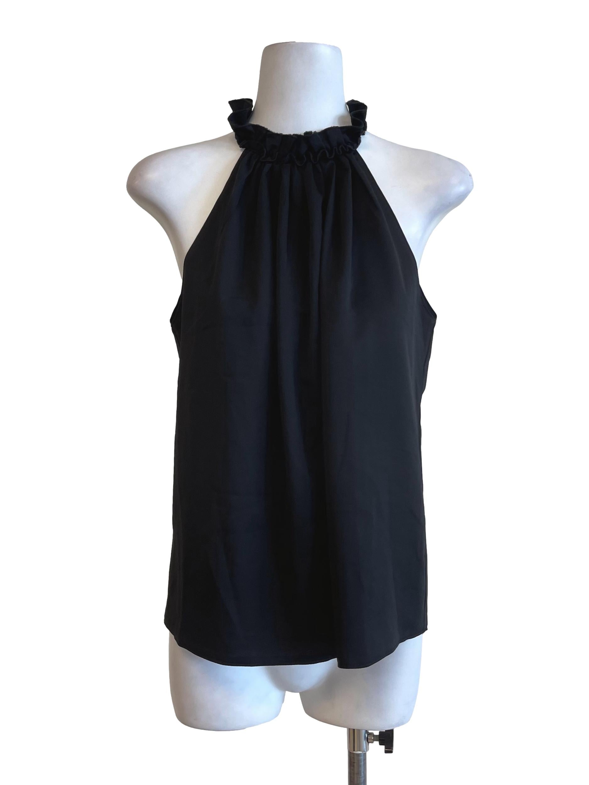 Black Ruffles Neck Top