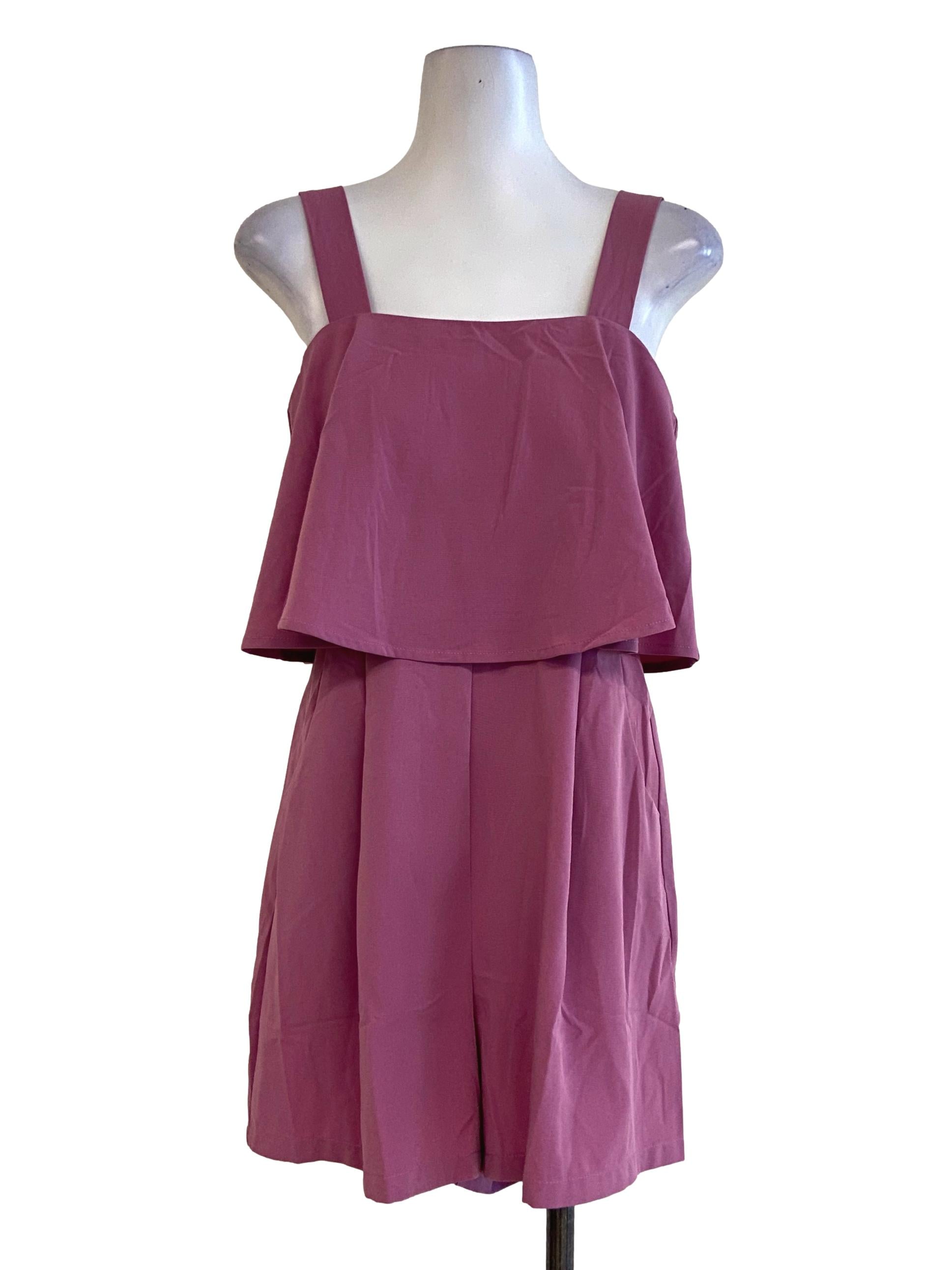 Taffy Pink Sleeveless Ruffle Romper