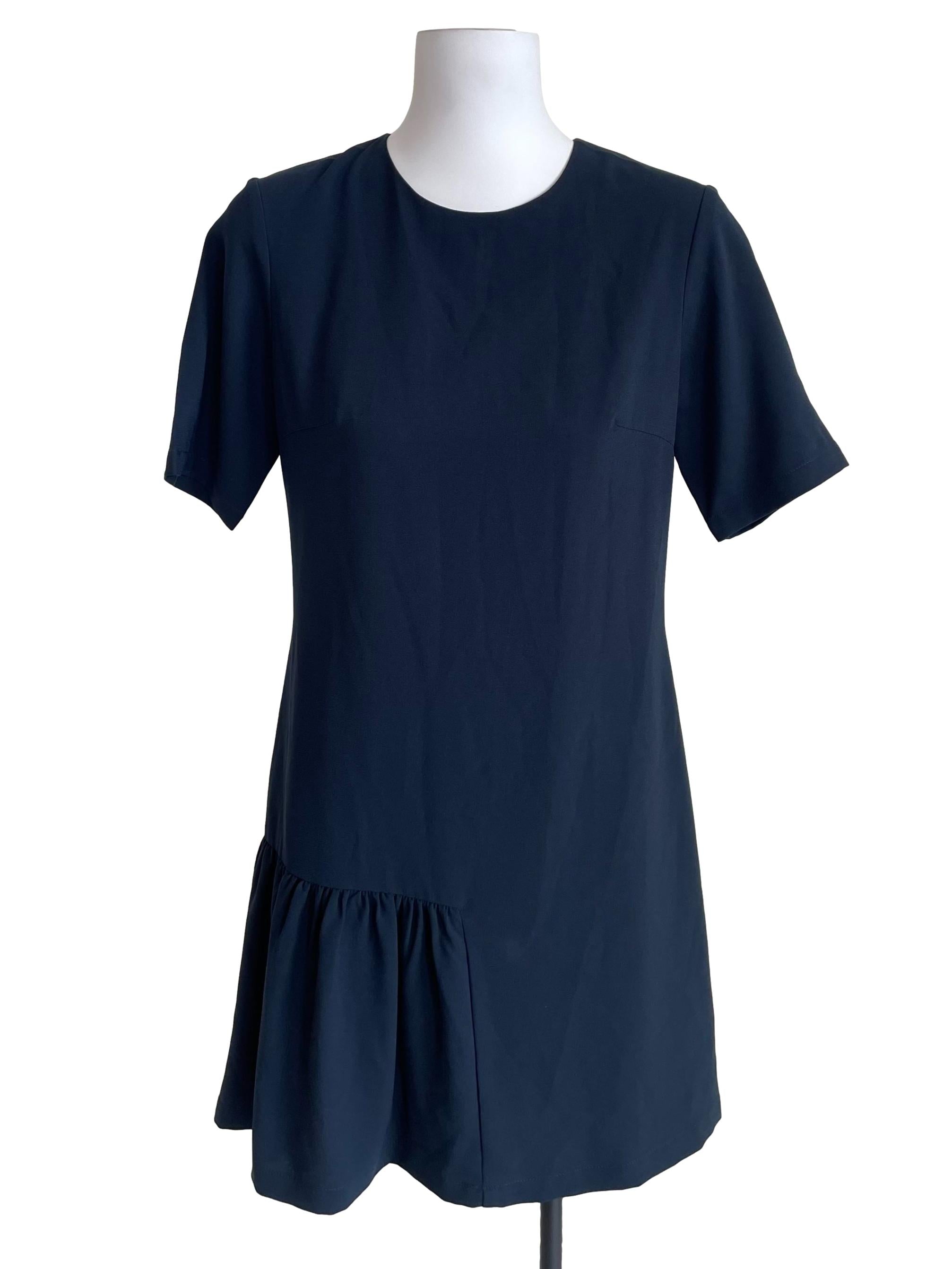 Navy Tiered Straight Dress