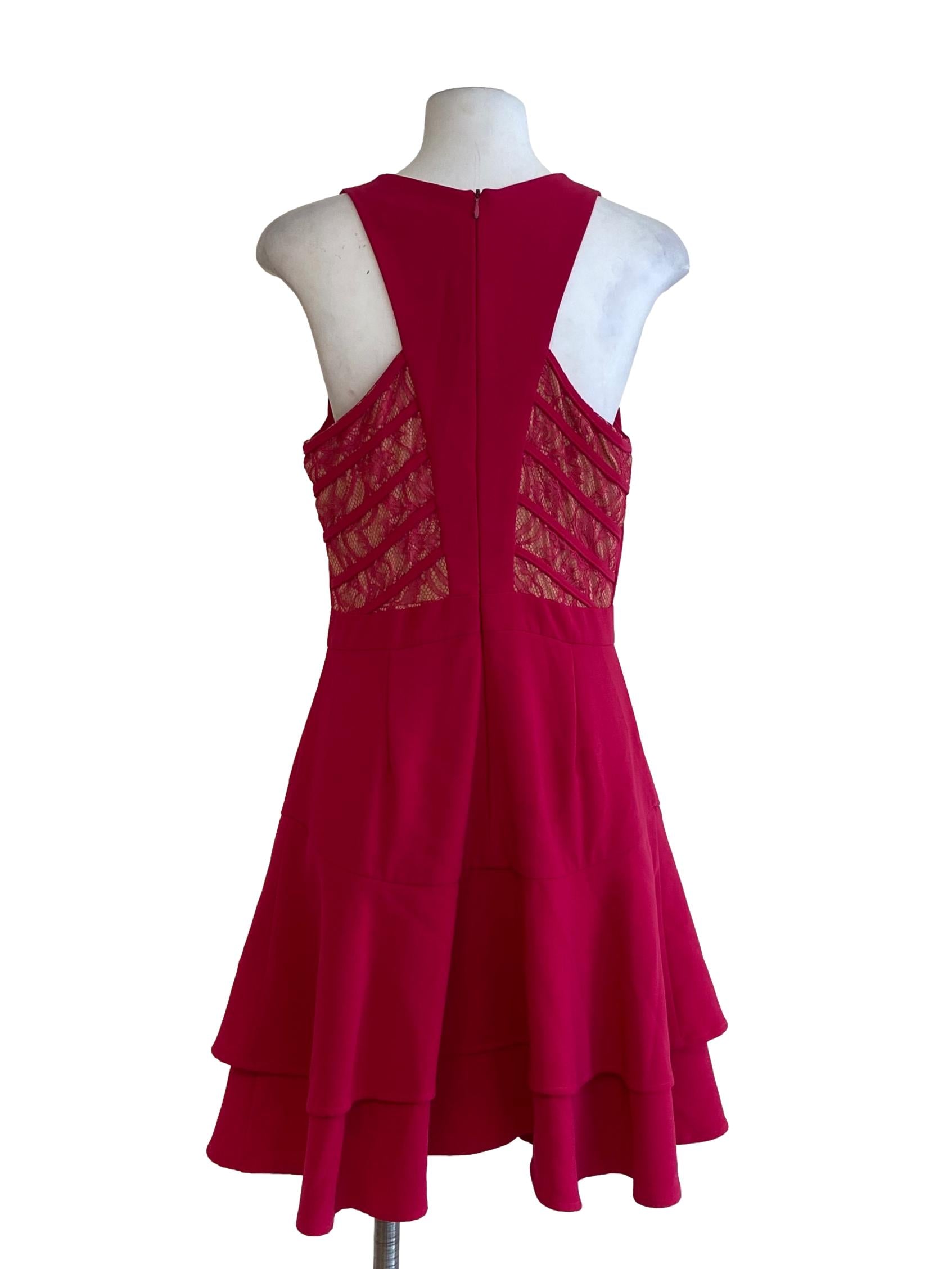 Hot Pink Sleeveless Layered Dress