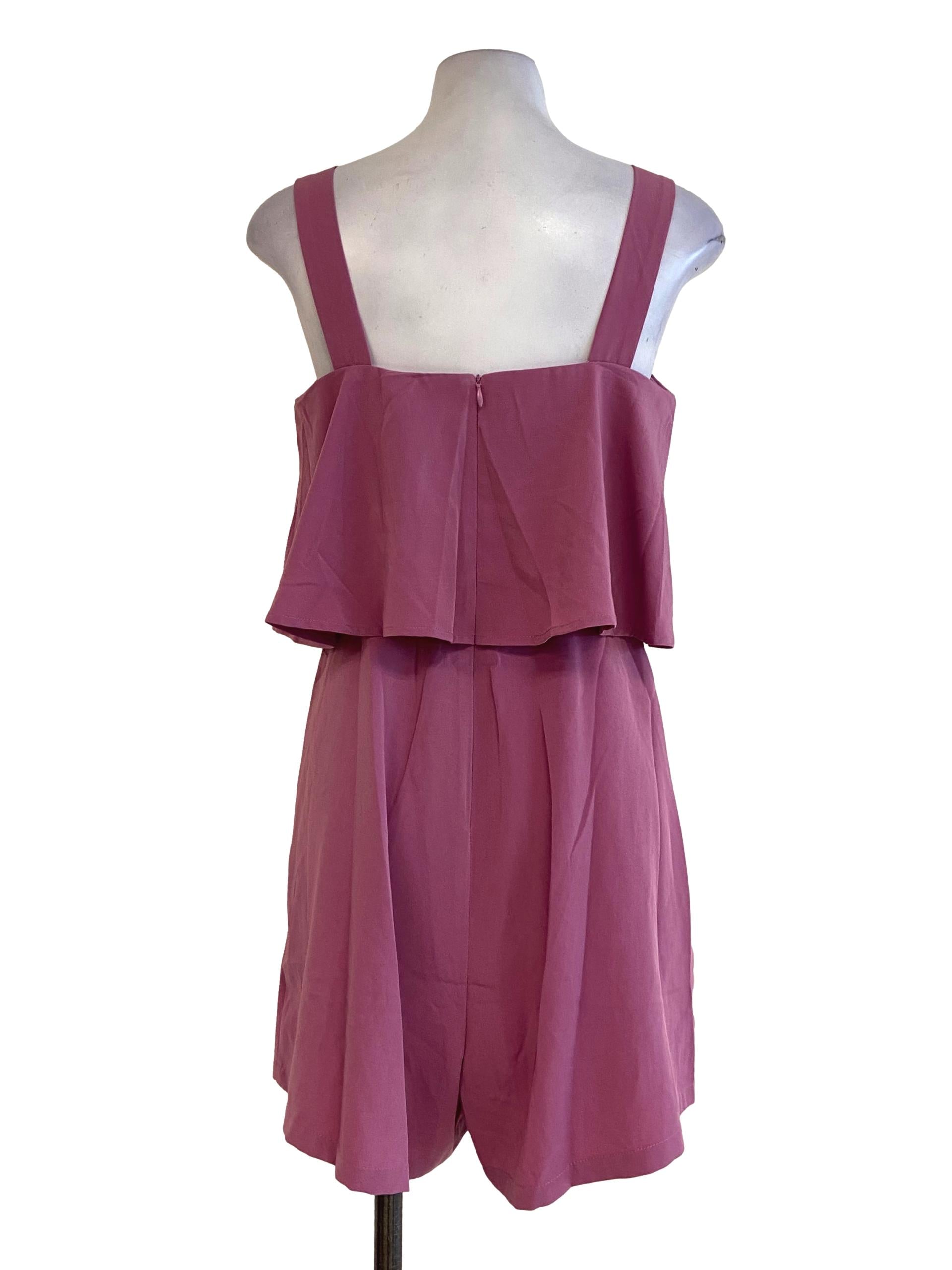 Taffy Pink Sleeveless Ruffle Romper