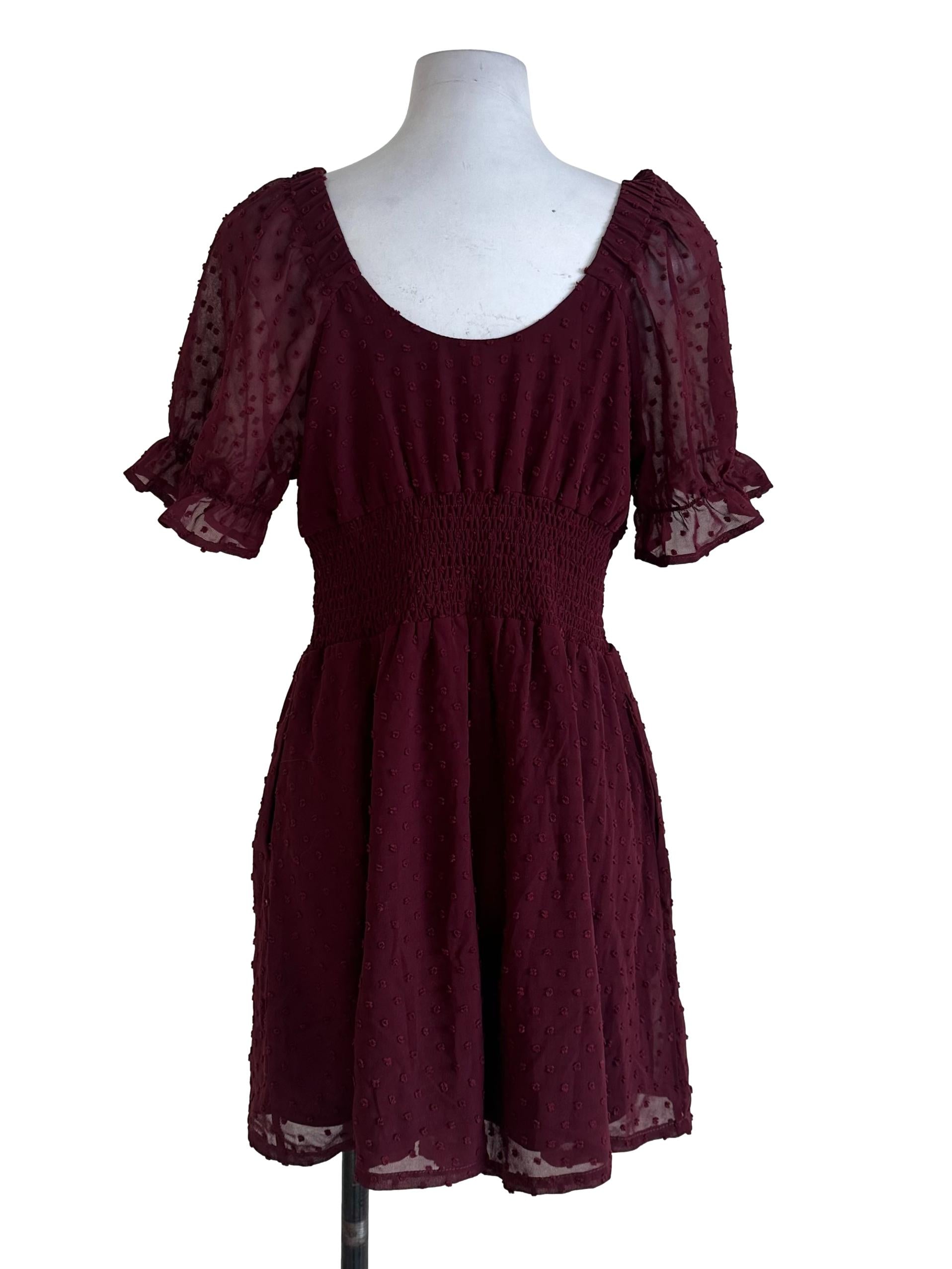 Maroon Red Textured Rompers