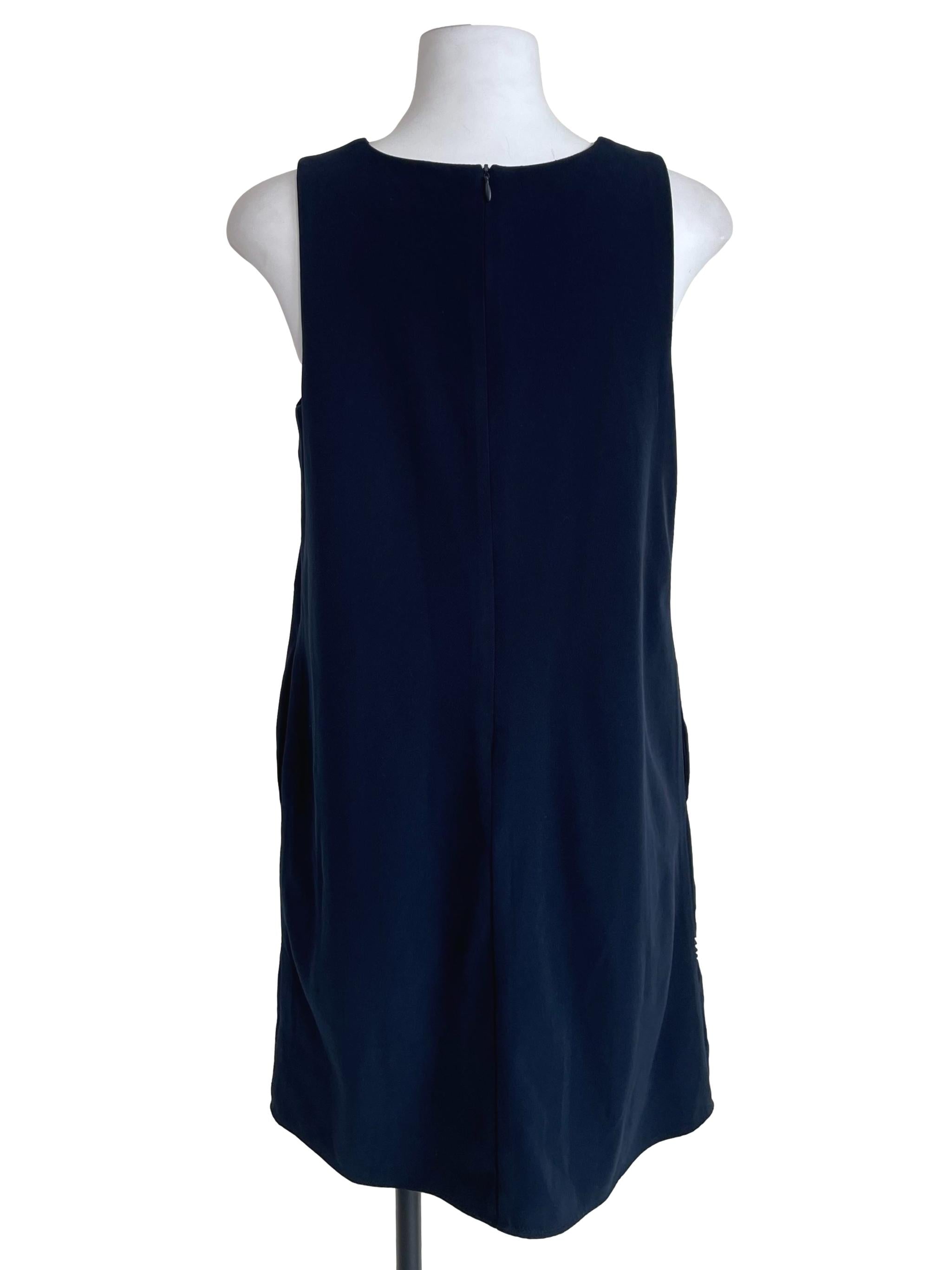 Navy Floral Stitch Shift Dress