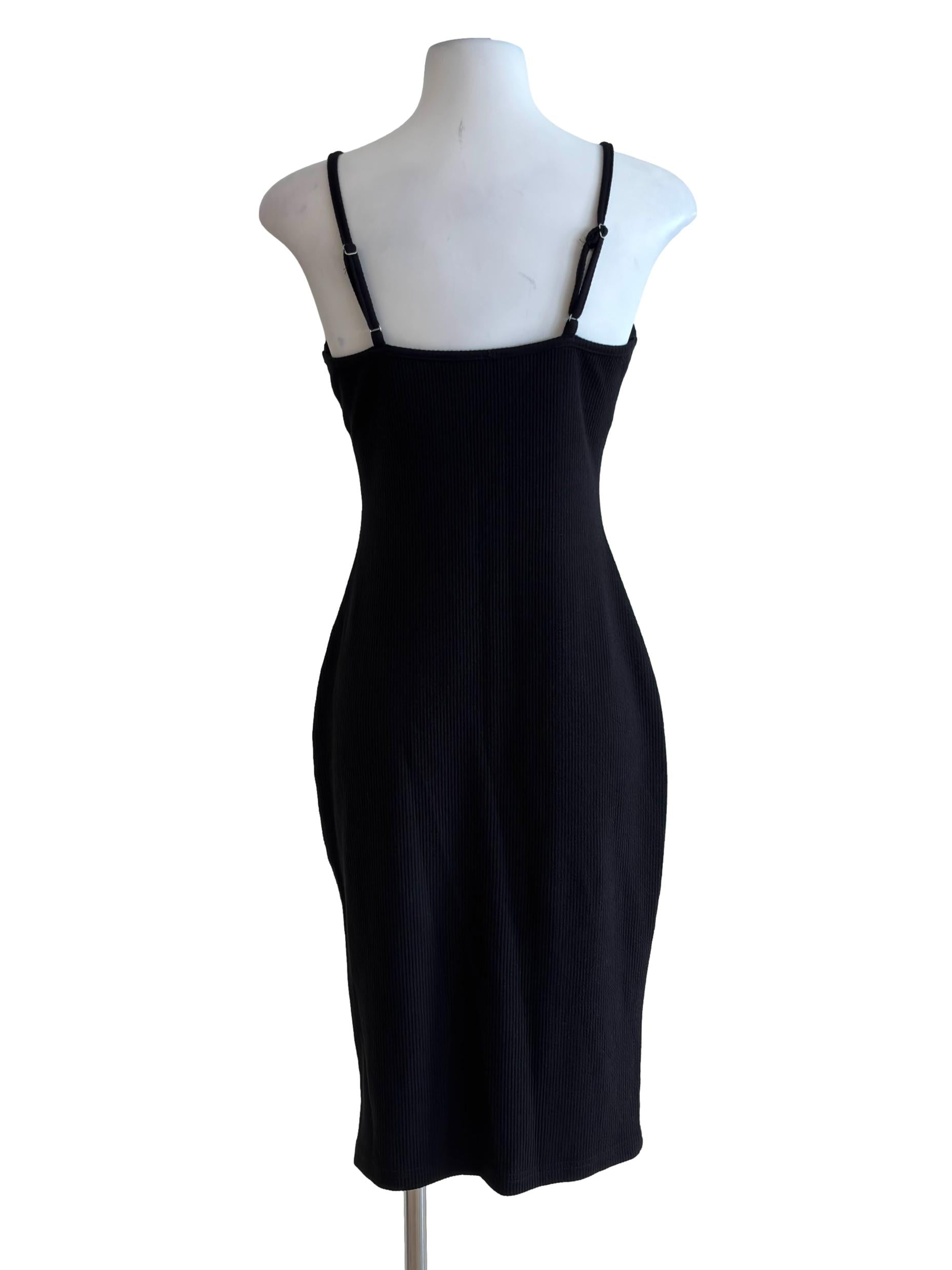 Jet Black Fitted Spaghetti Strap Dress