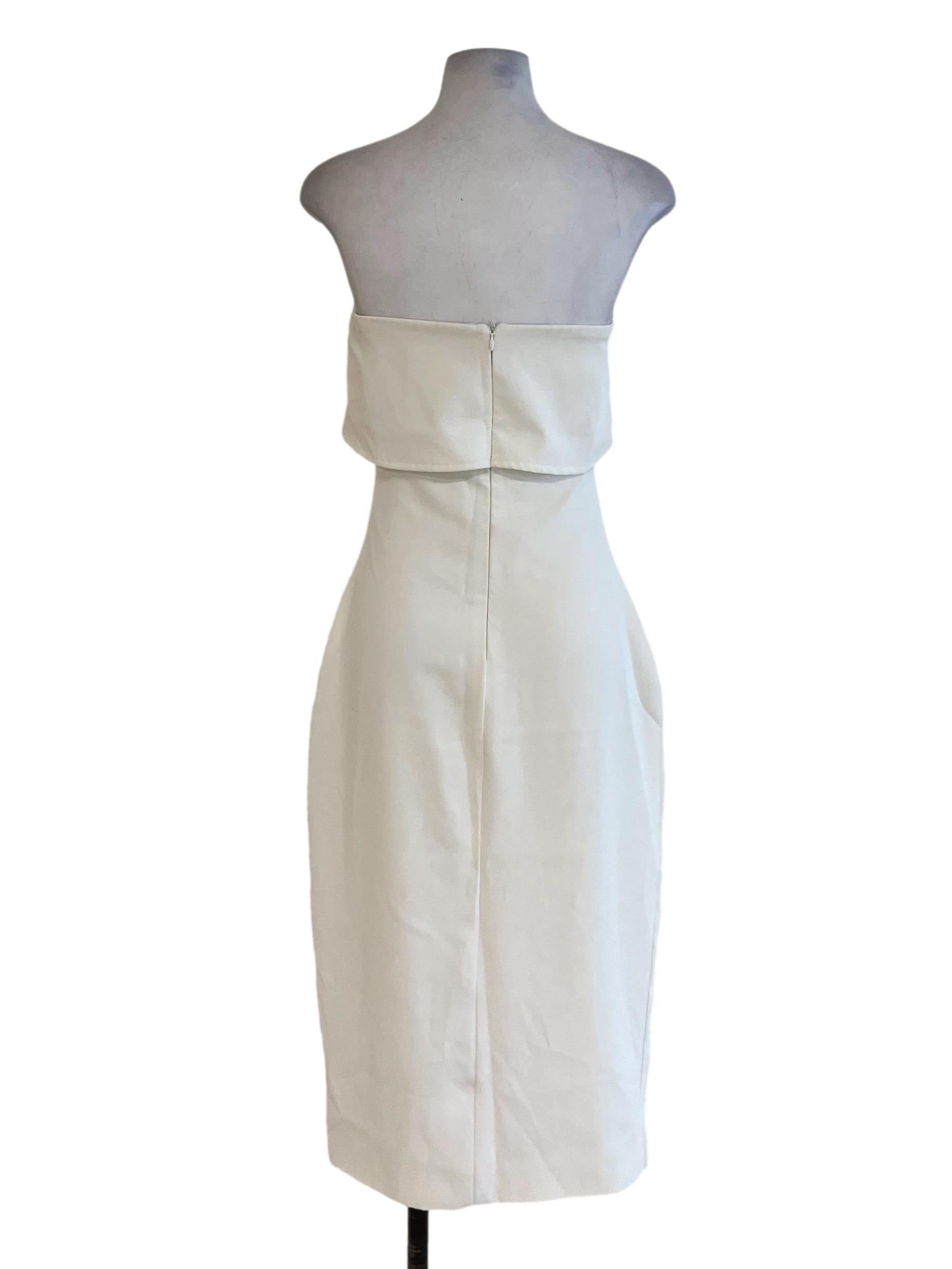 White Strapless Sheath Dress