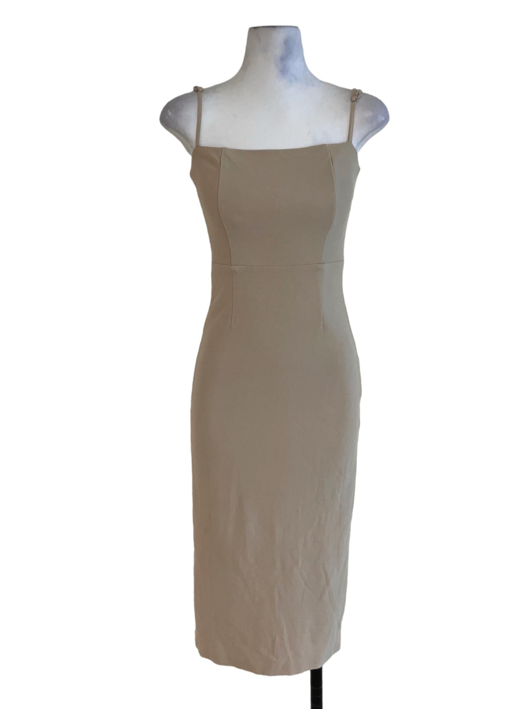 Beige Spaghetti Strap A-Line Dress