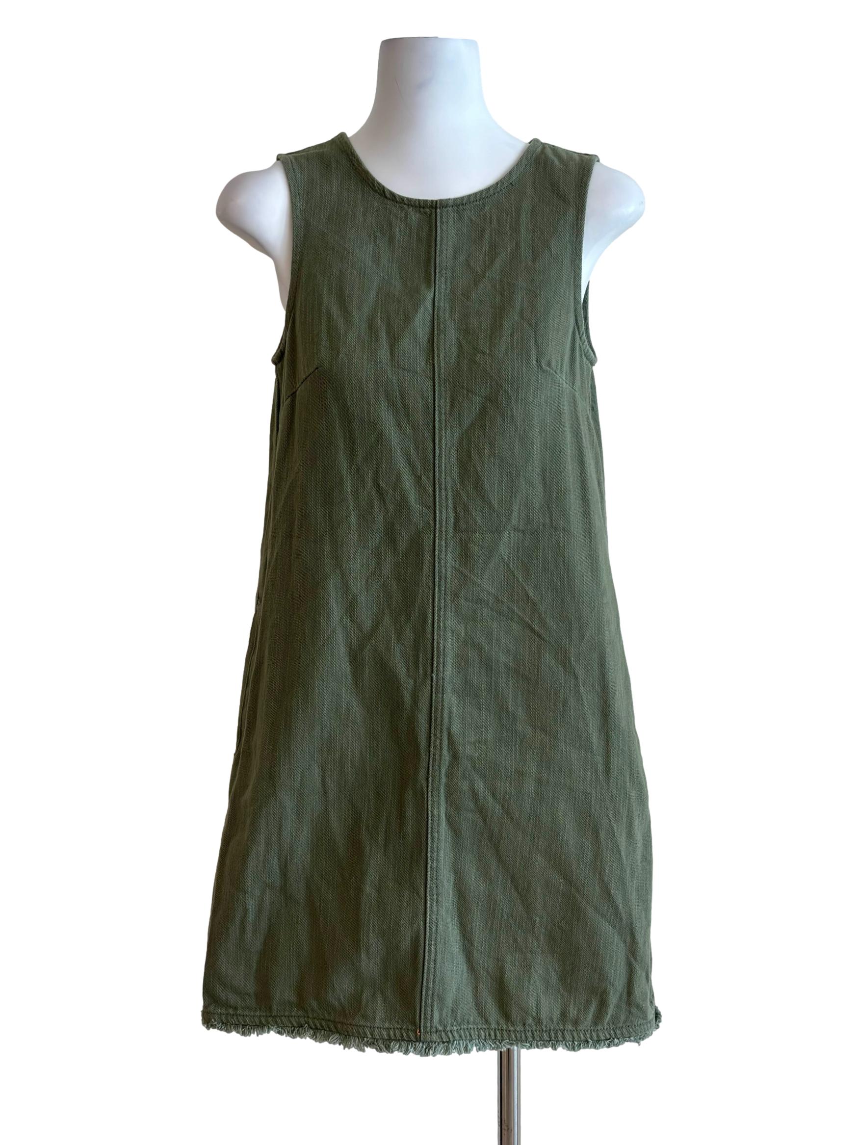 Sage Green Denim Shift Dress