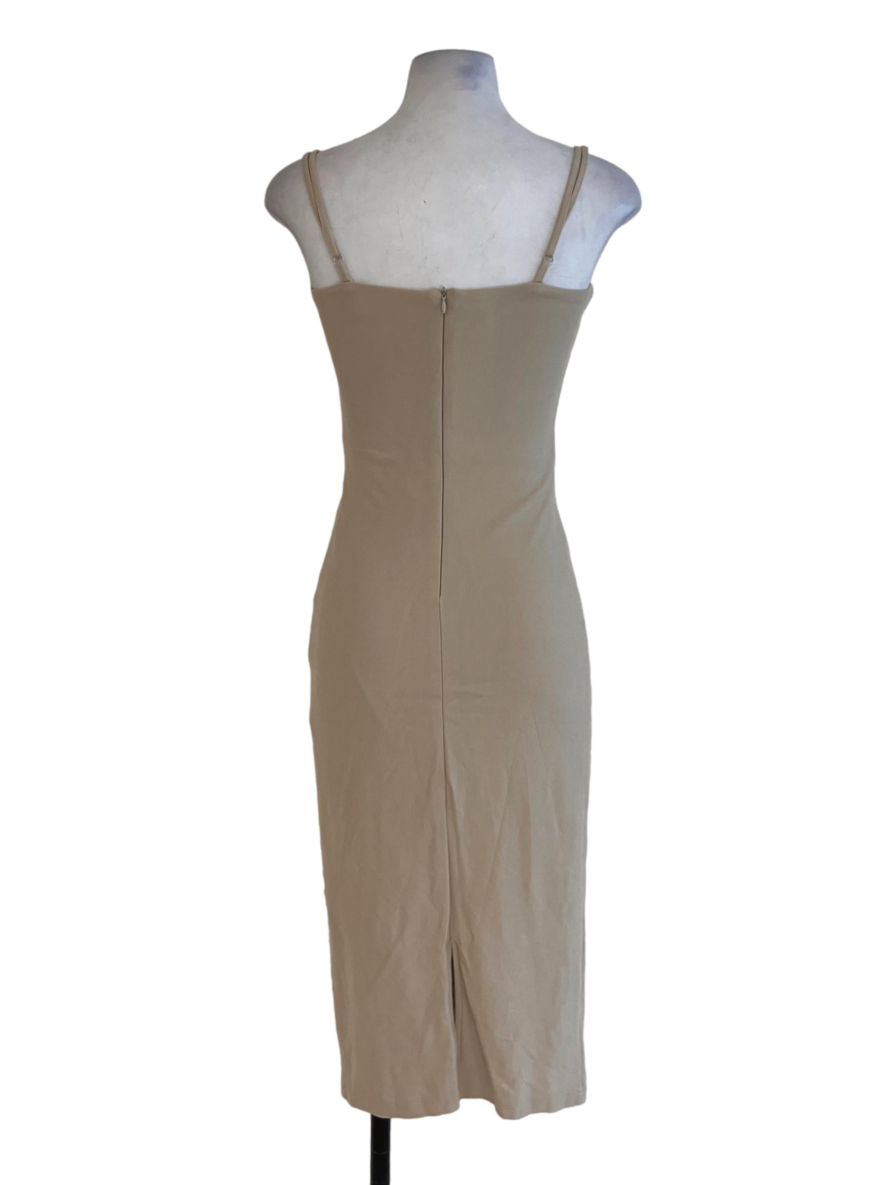 Beige Spaghetti Strap A-Line Dress