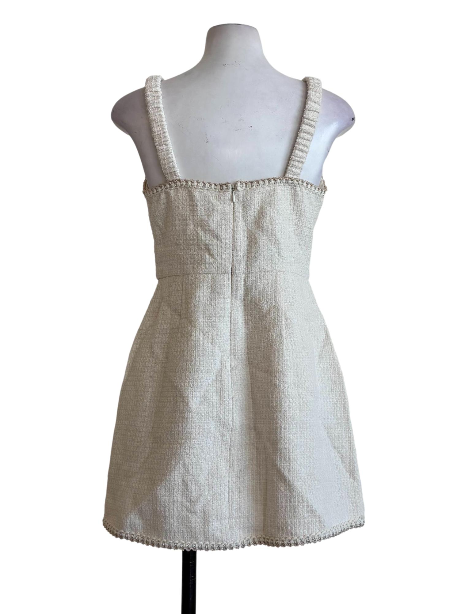 Dutch White Sleeveless Tweed Dress
