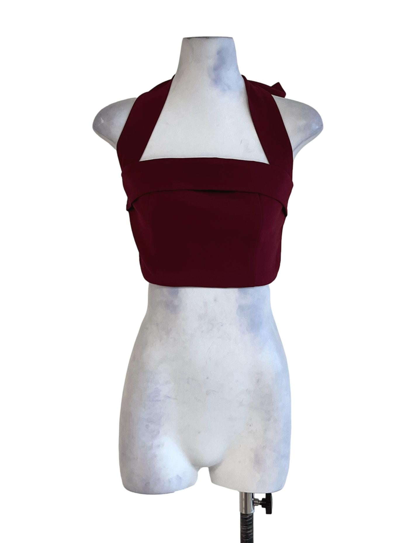 Red Halter Neckline Sleeveless Top