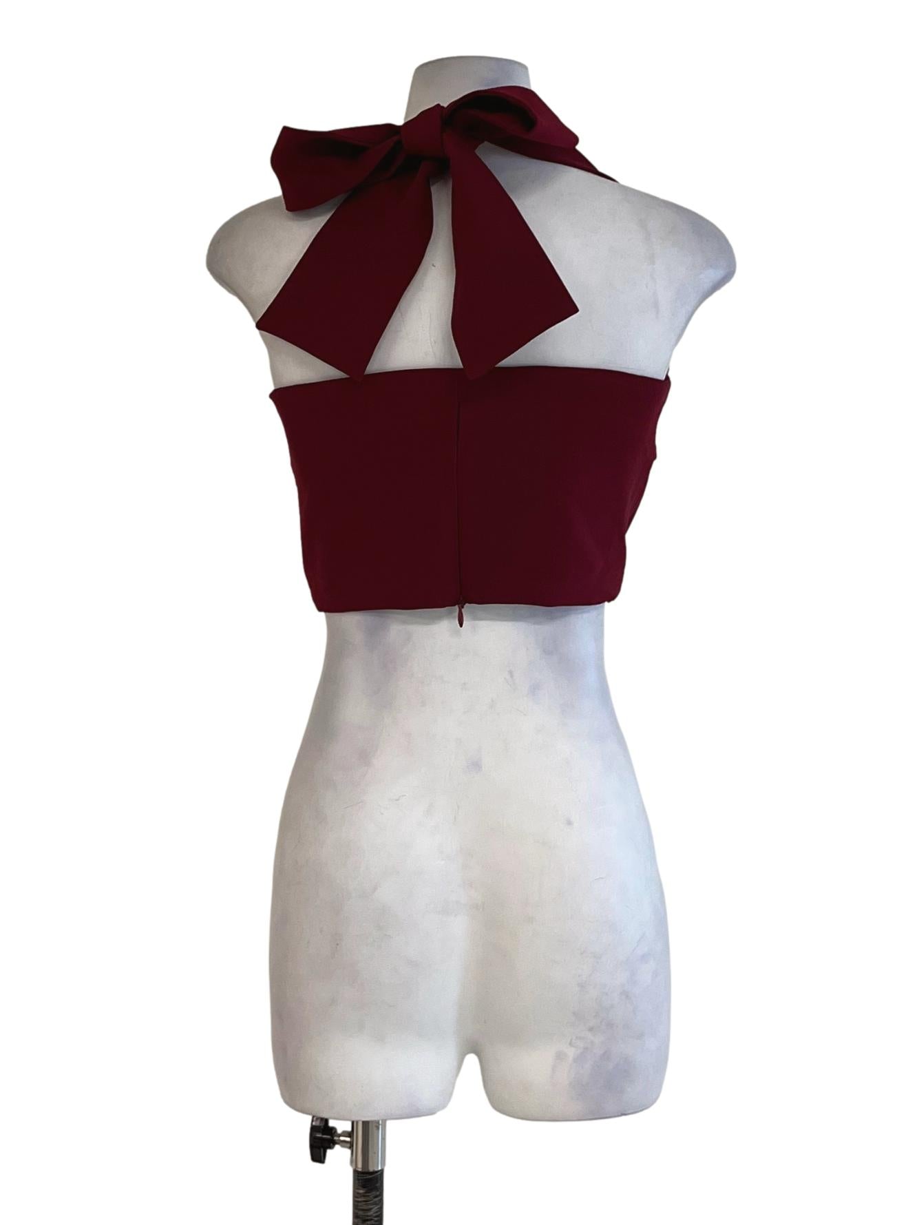 Red Halter Neckline Sleeveless Top
