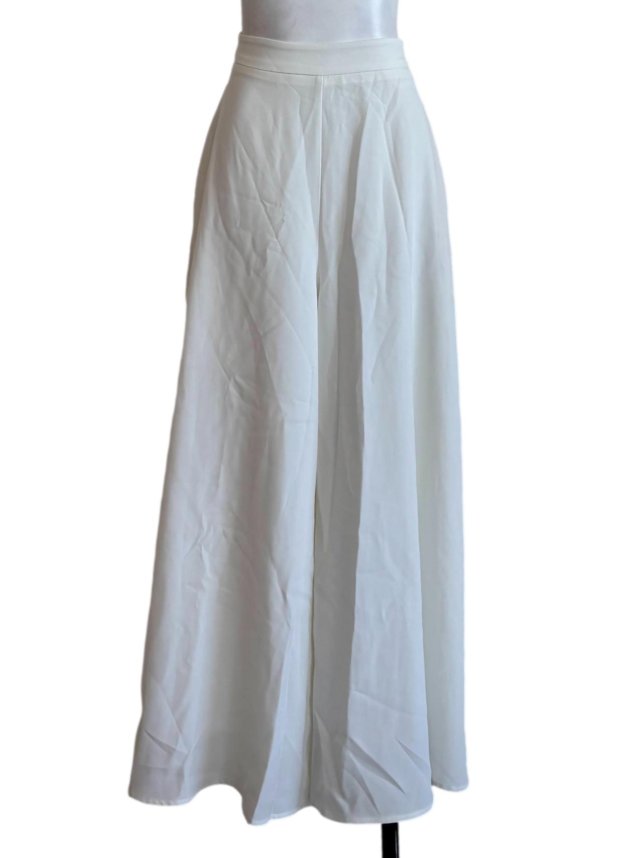 Powder White Wide Palazo Pants