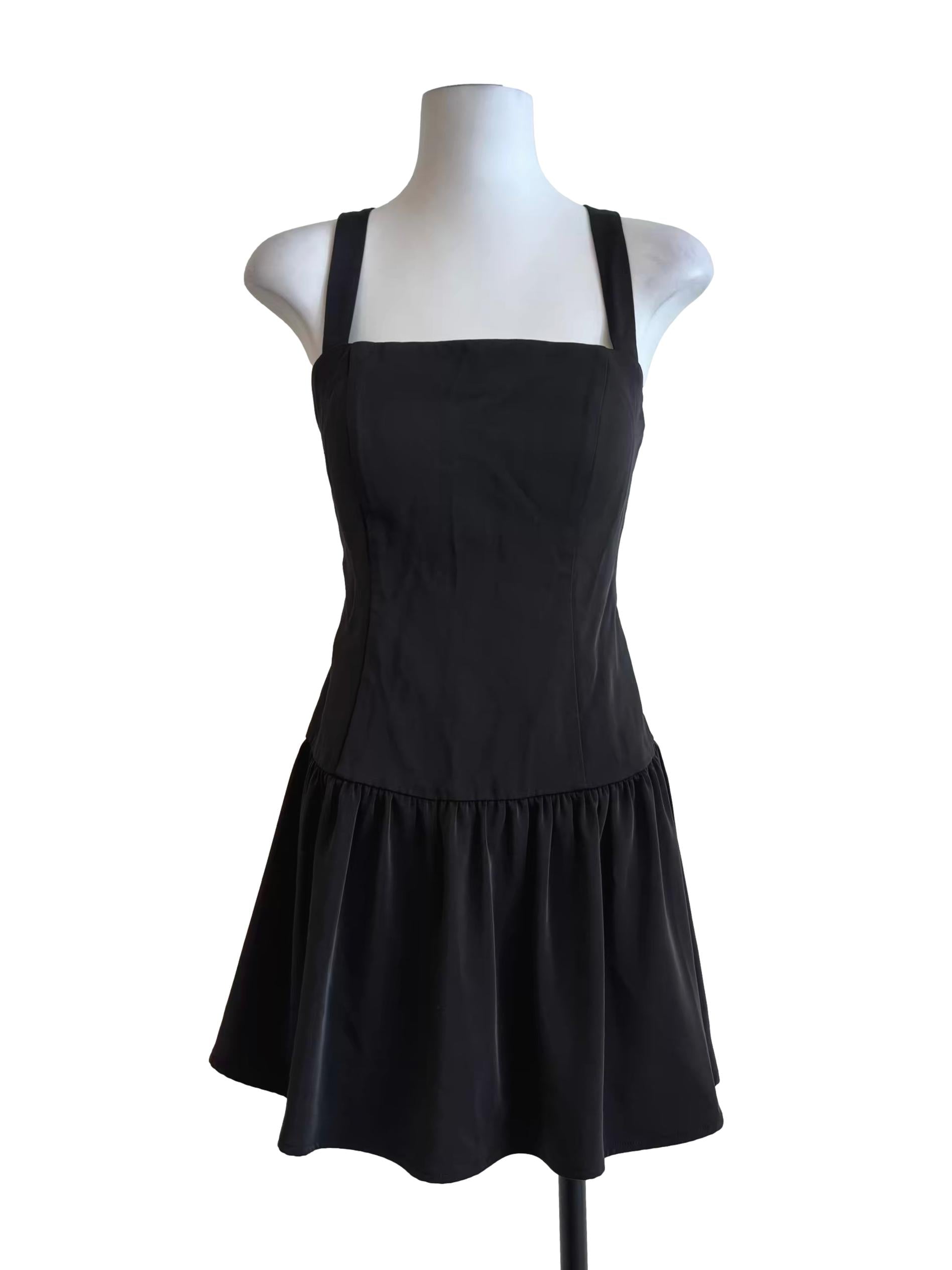 Onyx Black Cross Back Mini Dress