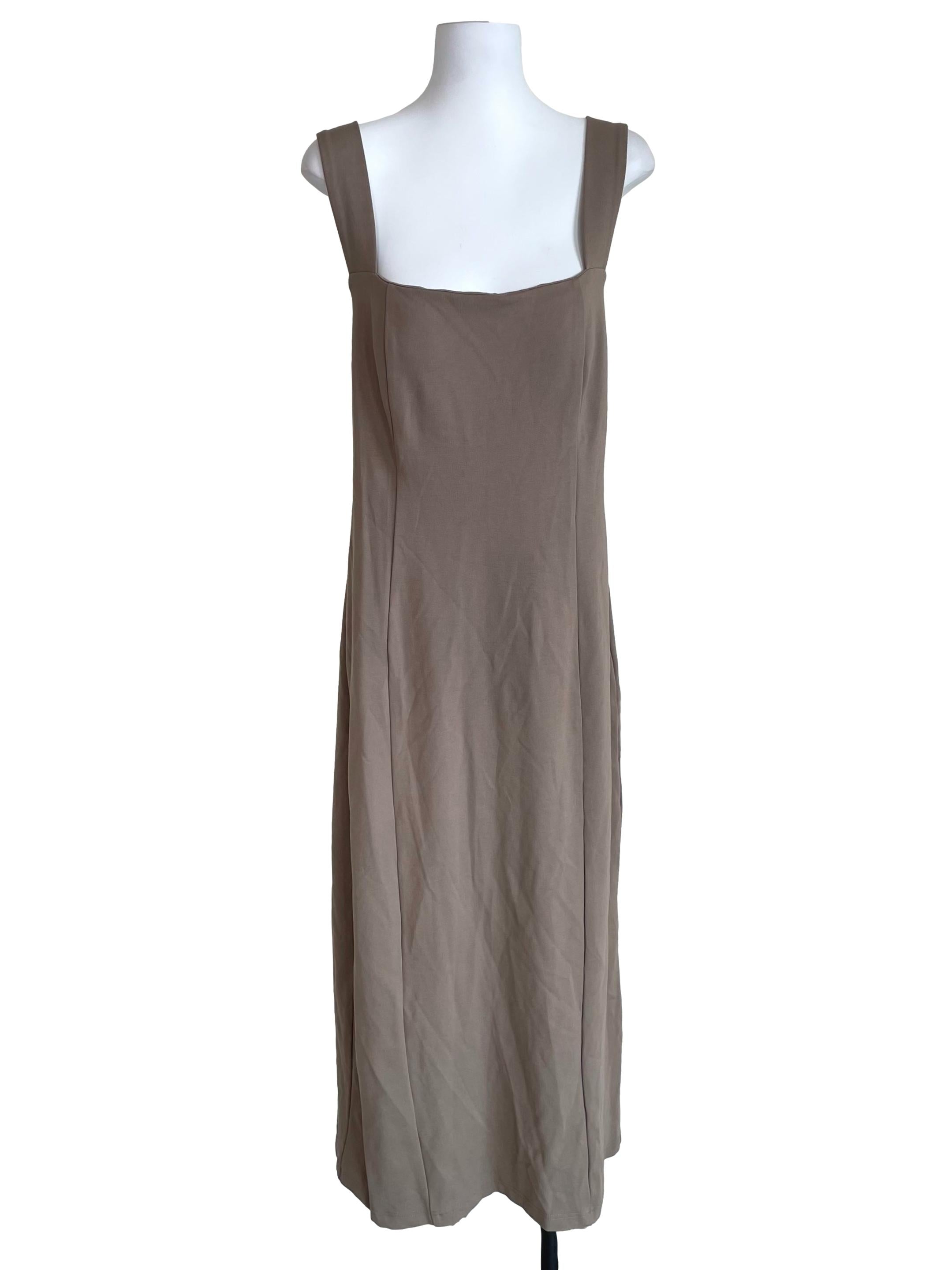 Tan Beige Panelled Crossed Straps Dress