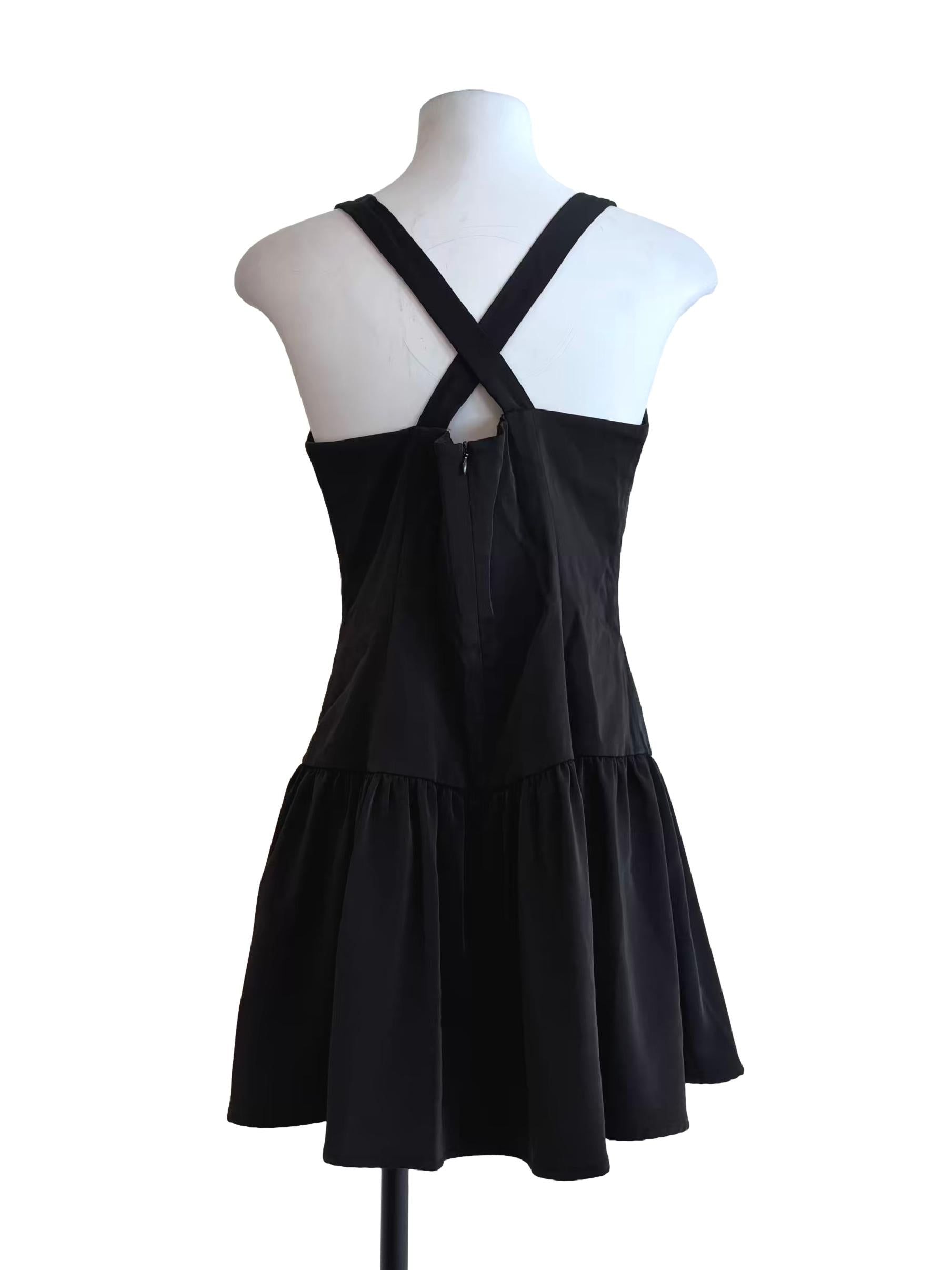 Onyx Black Cross Back Mini Dress