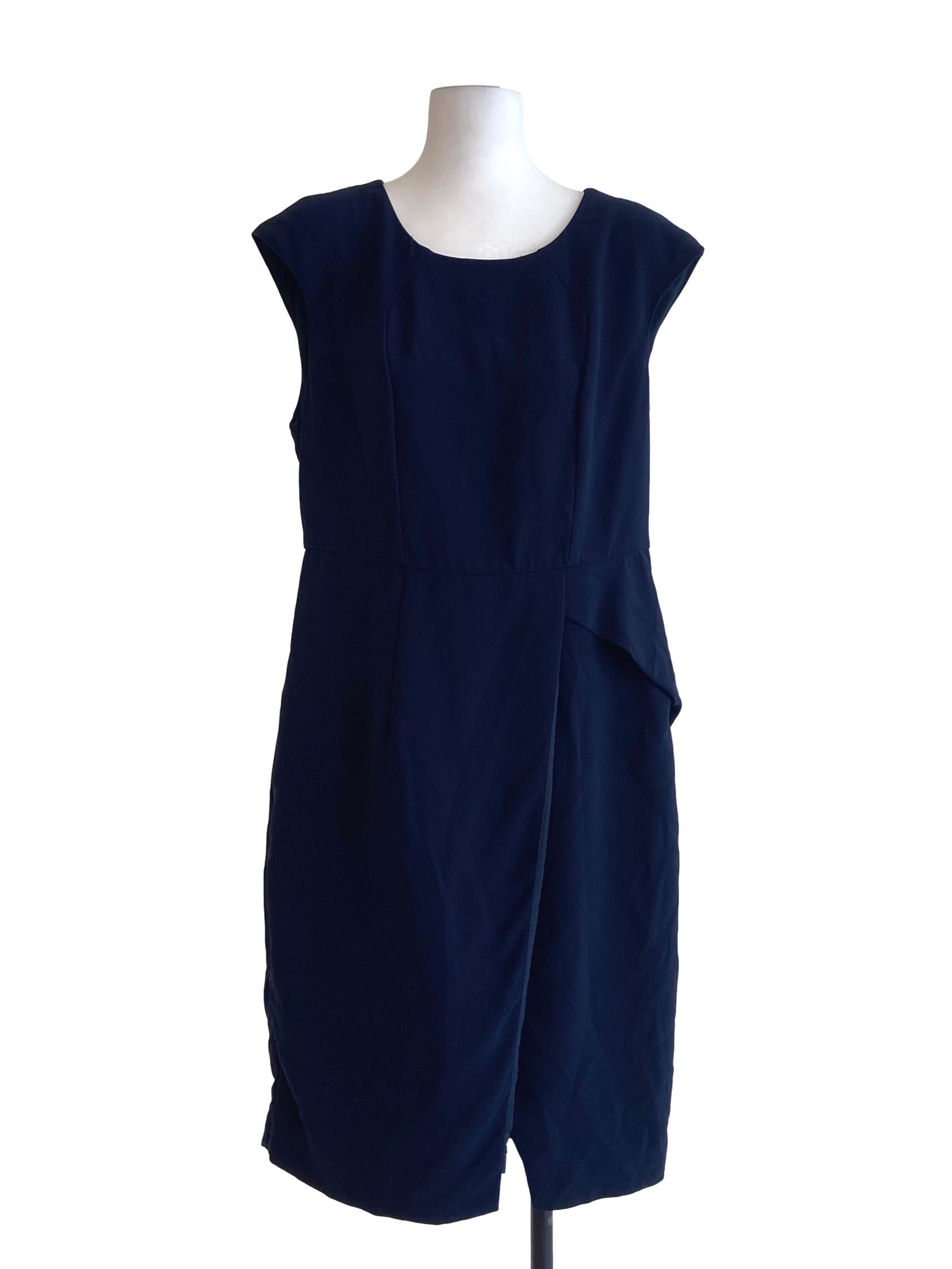 Navy Blue Jewel Twill Shift Dress