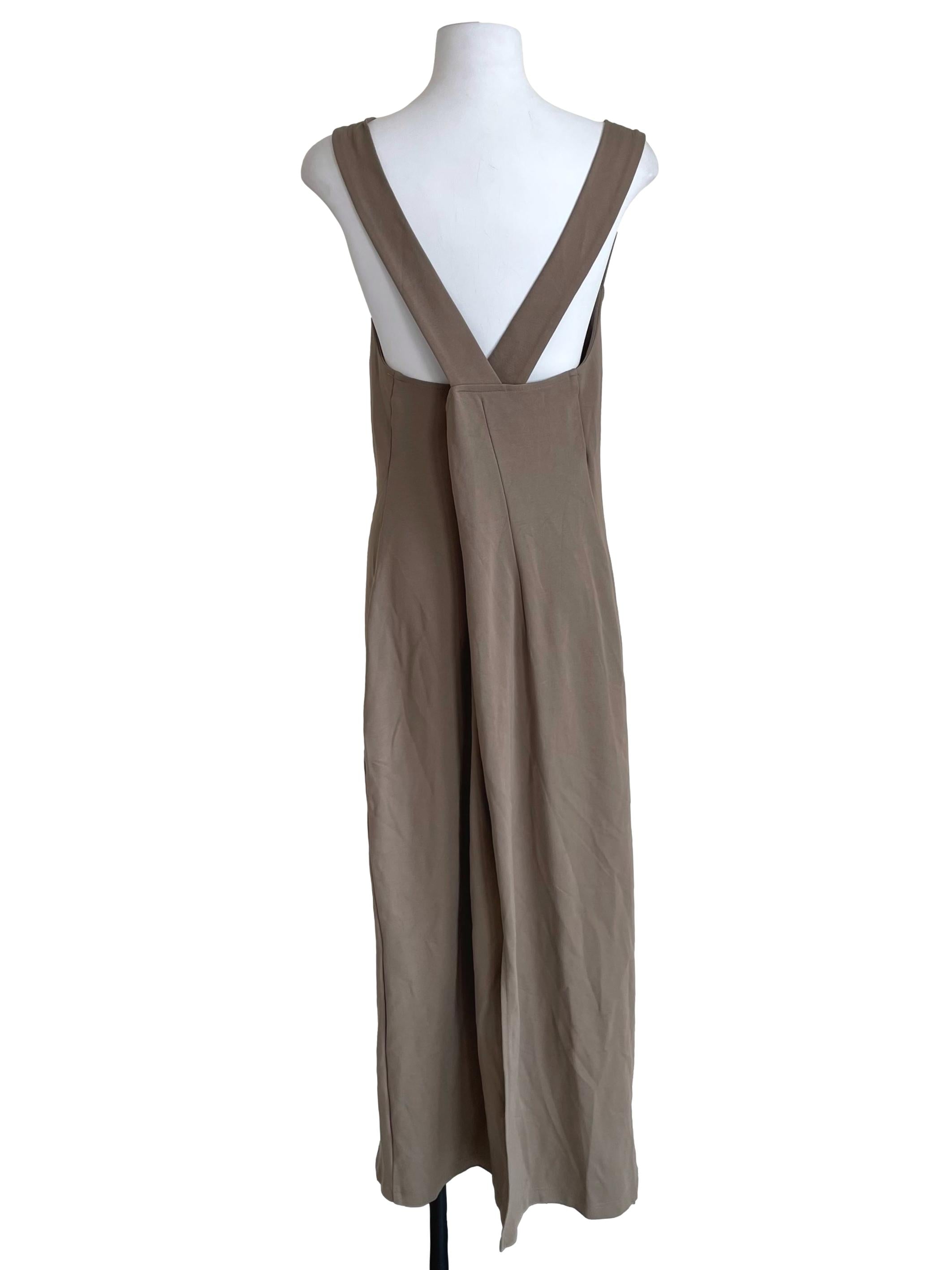 Tan Beige Panelled Crossed Straps Dress