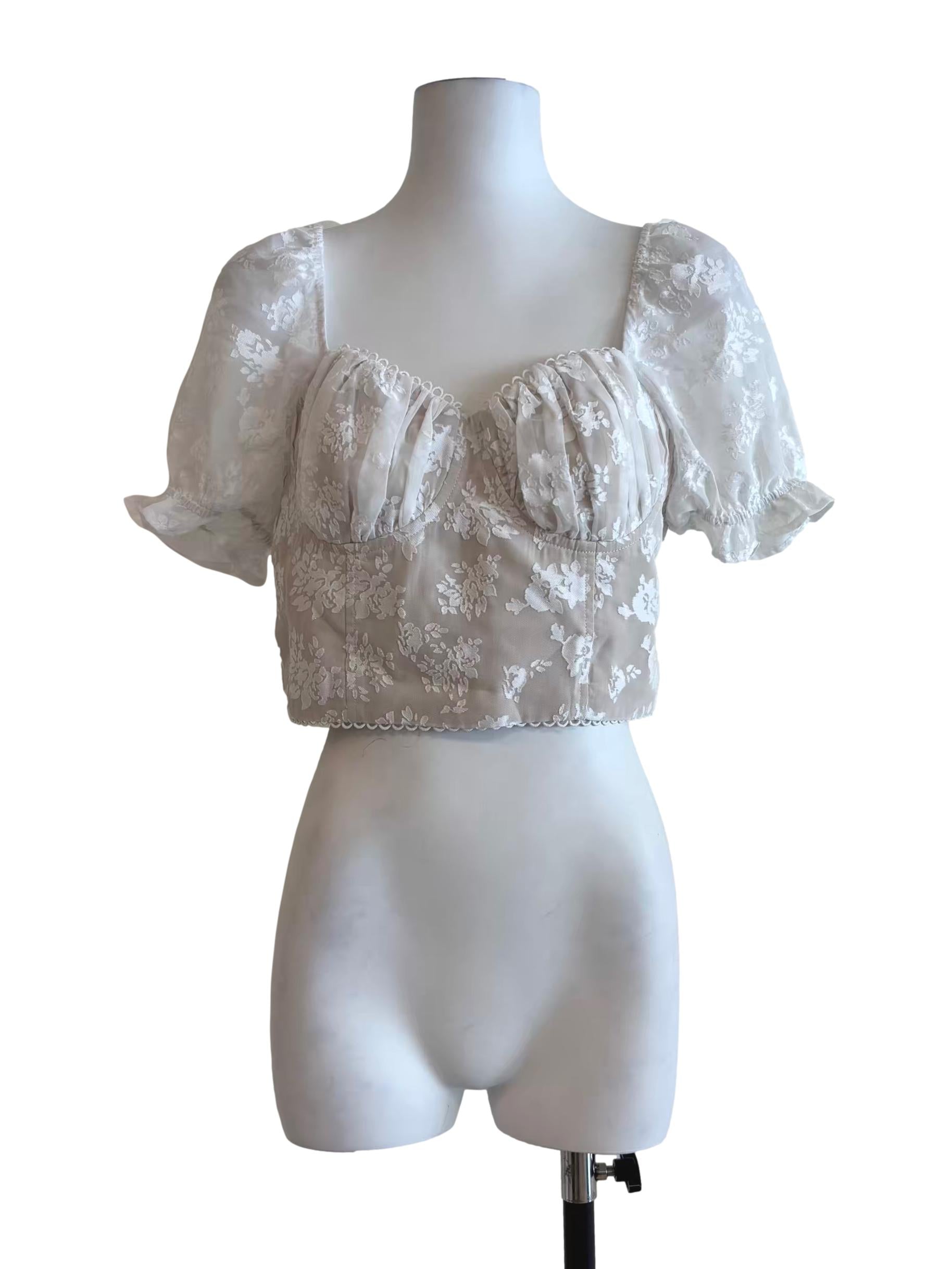 Powder White Lined Sweetheart Top