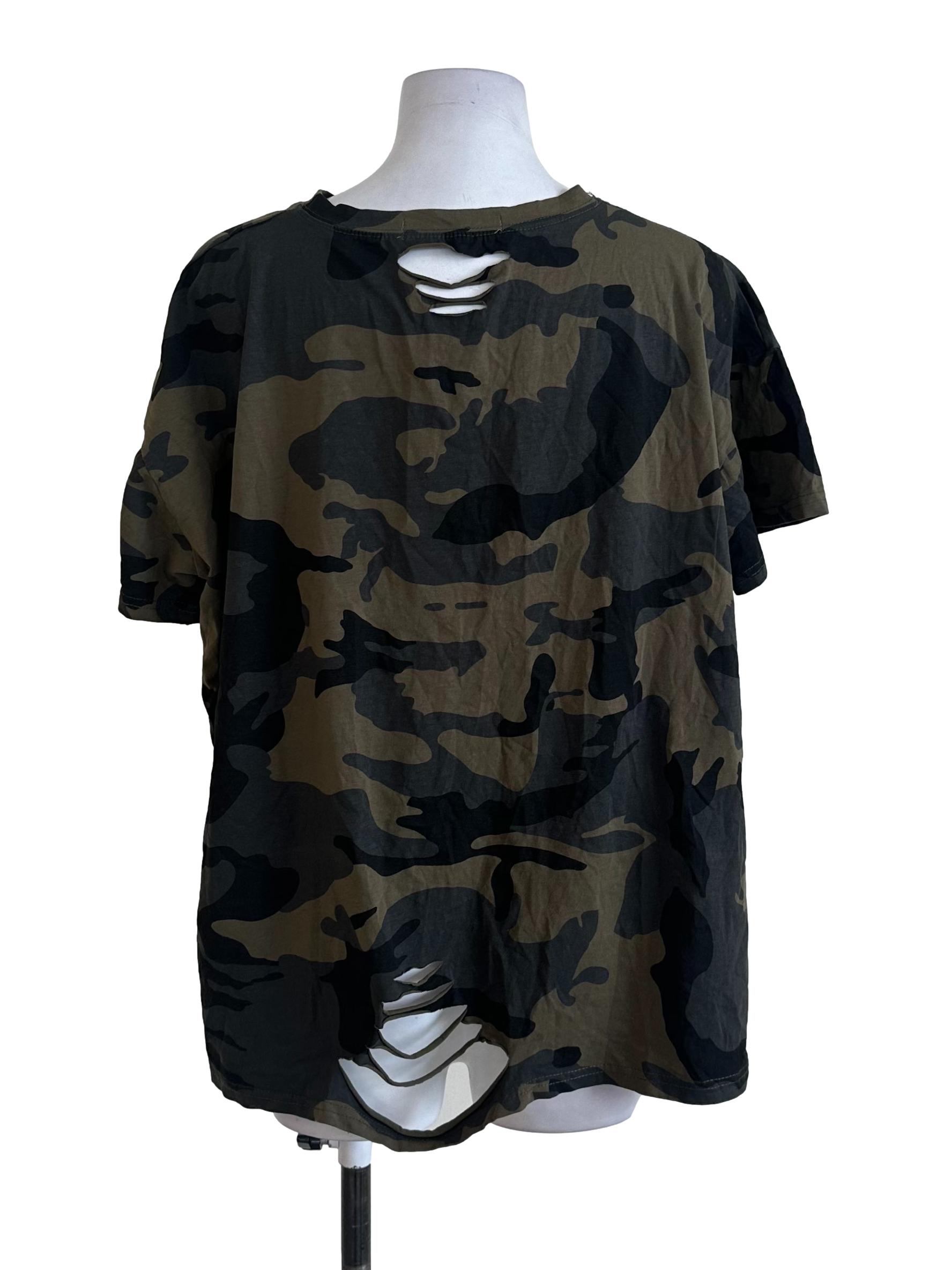 Army Green Pattern Tee Top