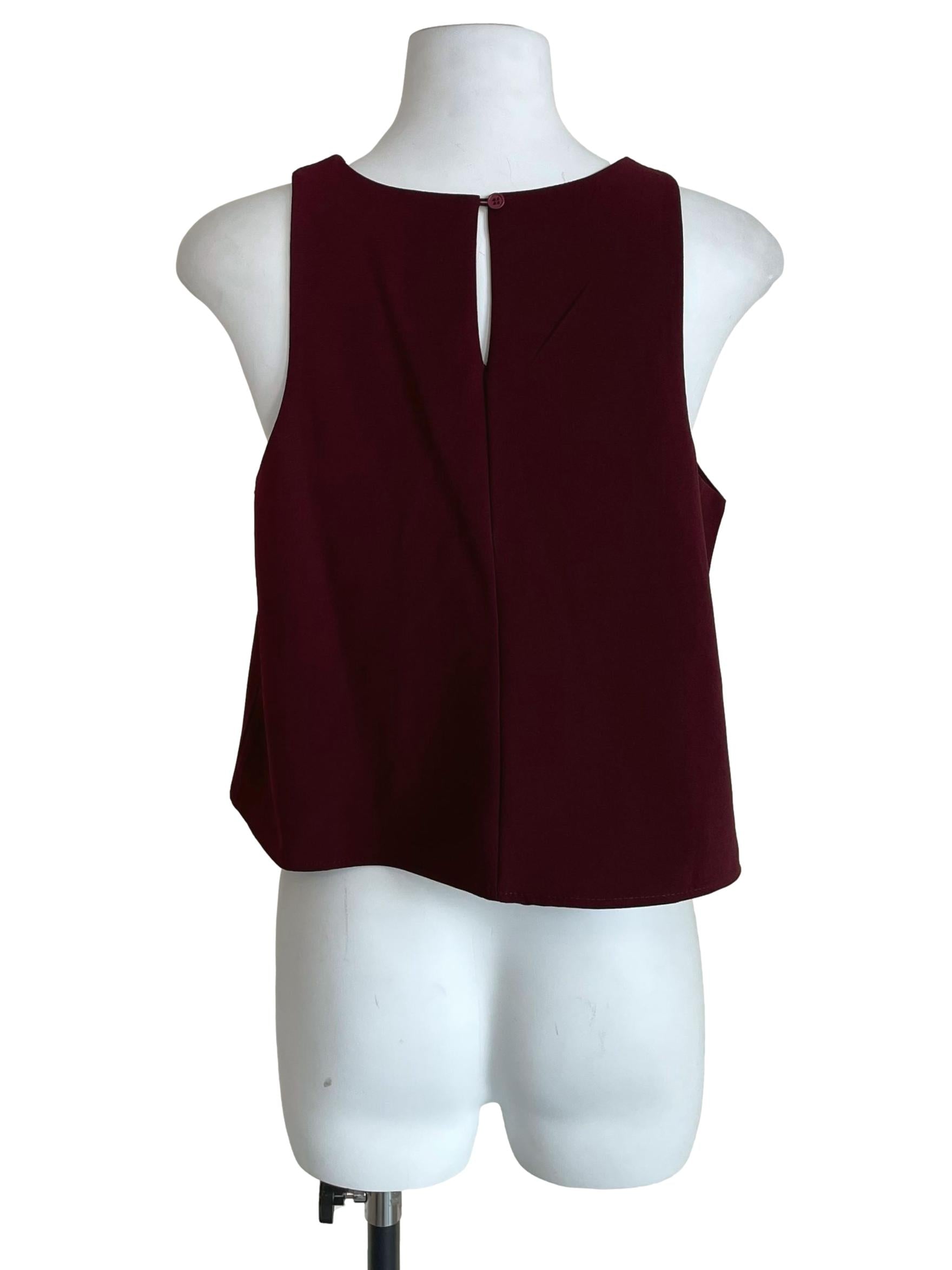 Mahogany Red Crop Square Tank Top
