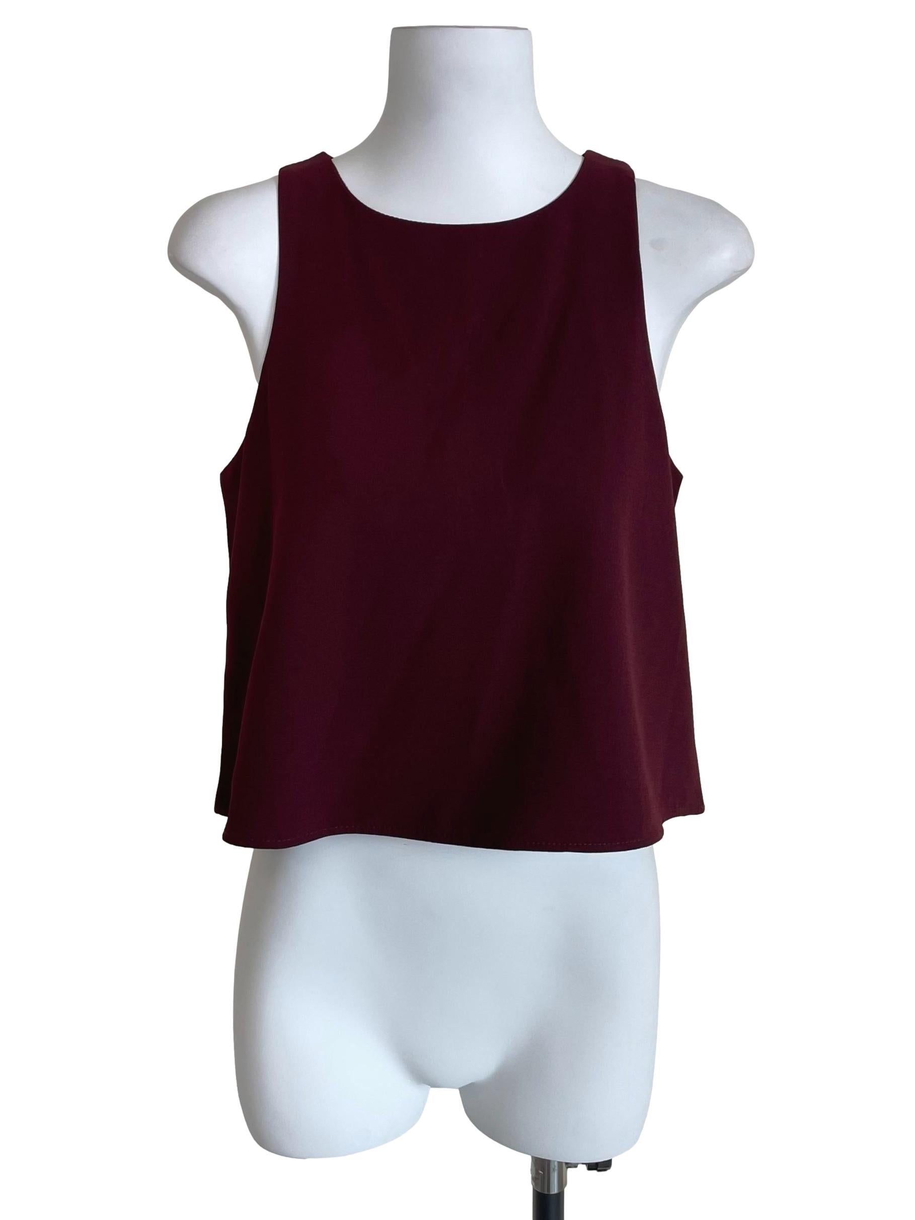 Mahogany Red Crop Square Tank Top