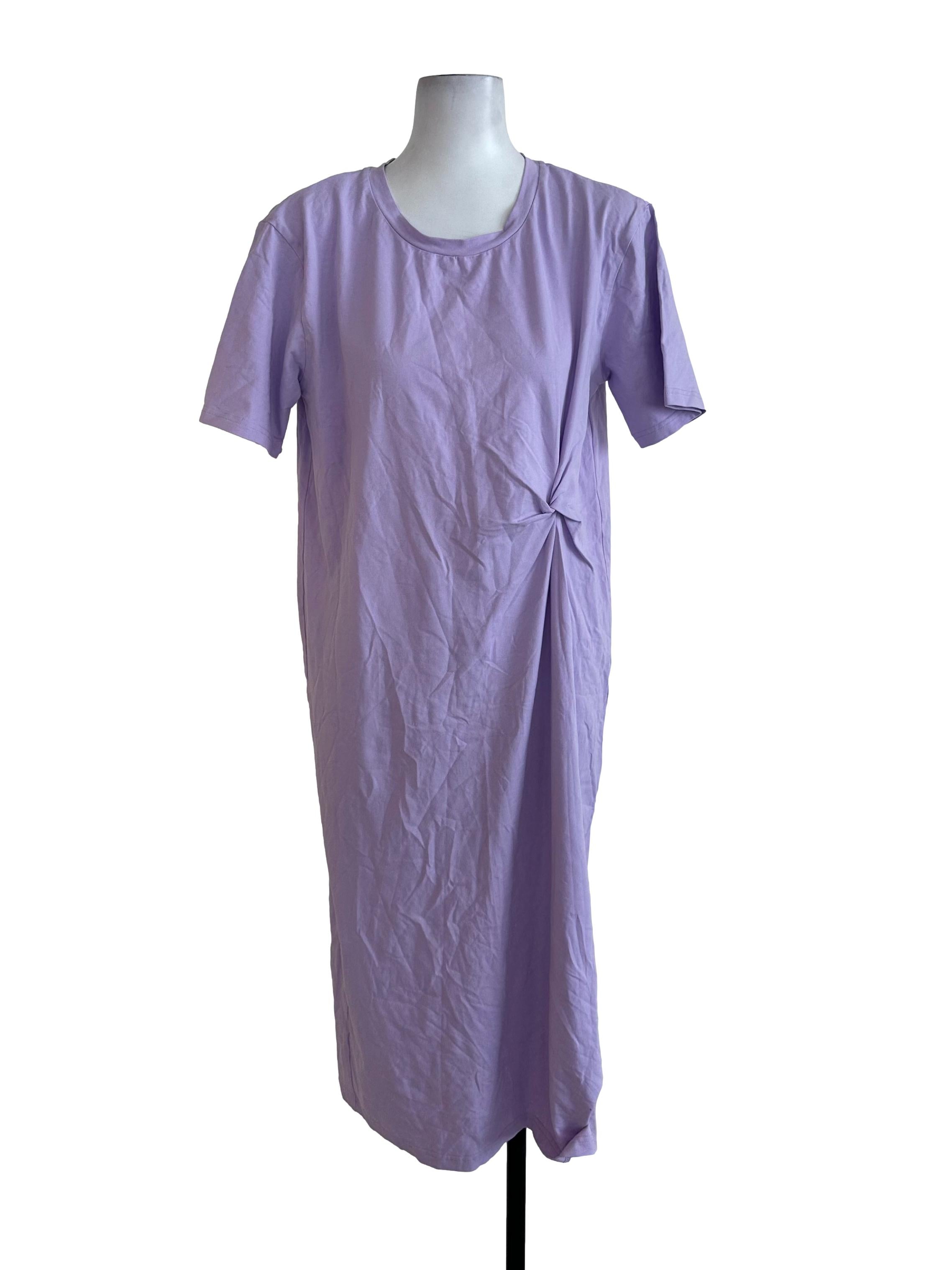 Lilac Purple Knot Plain Long Tee Top