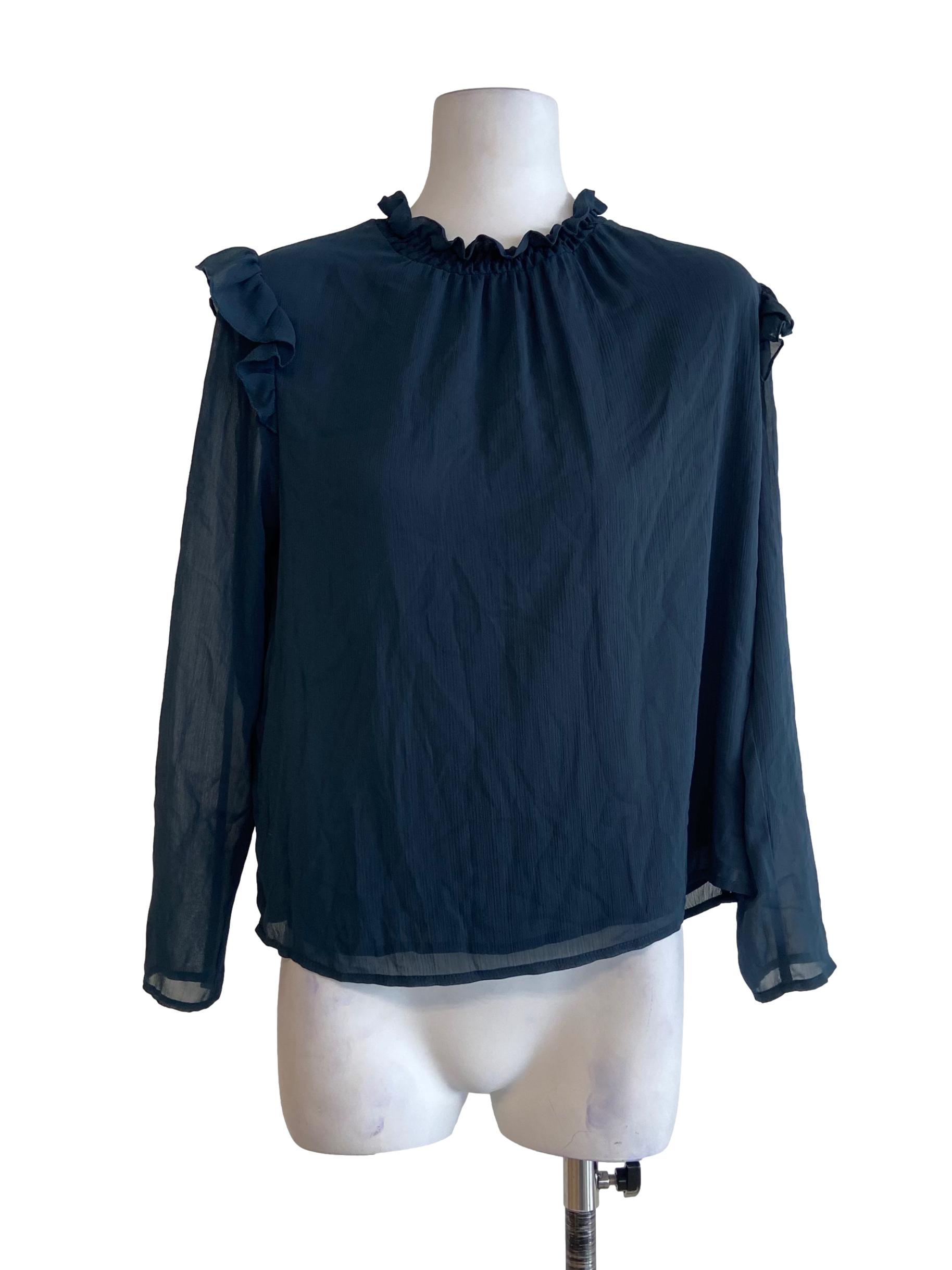 Aegean Blue Ruffled Blouse