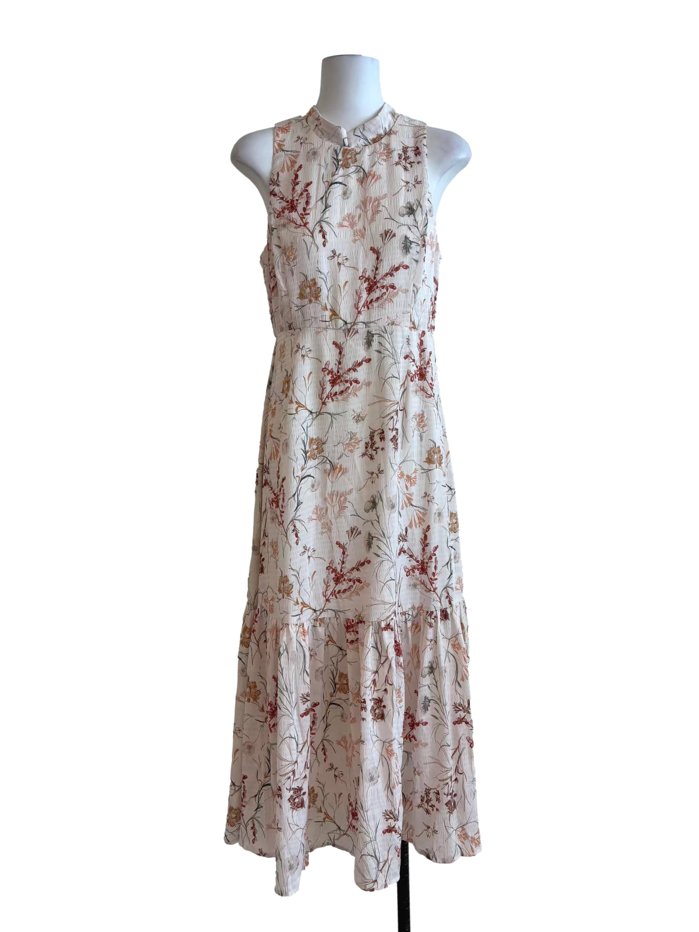 Coconut White Printed A-Line Dress