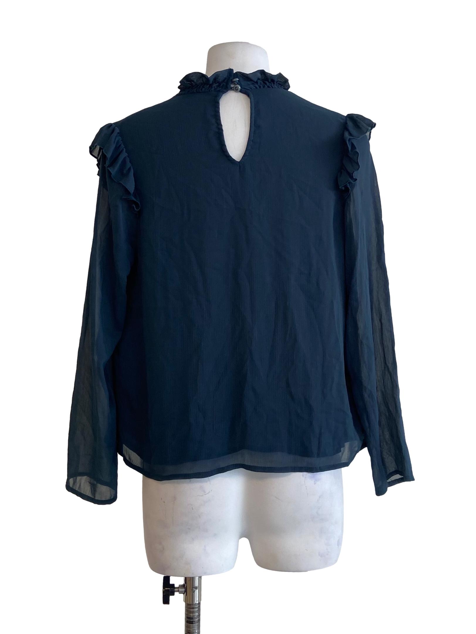 Aegean Blue Ruffled Blouse