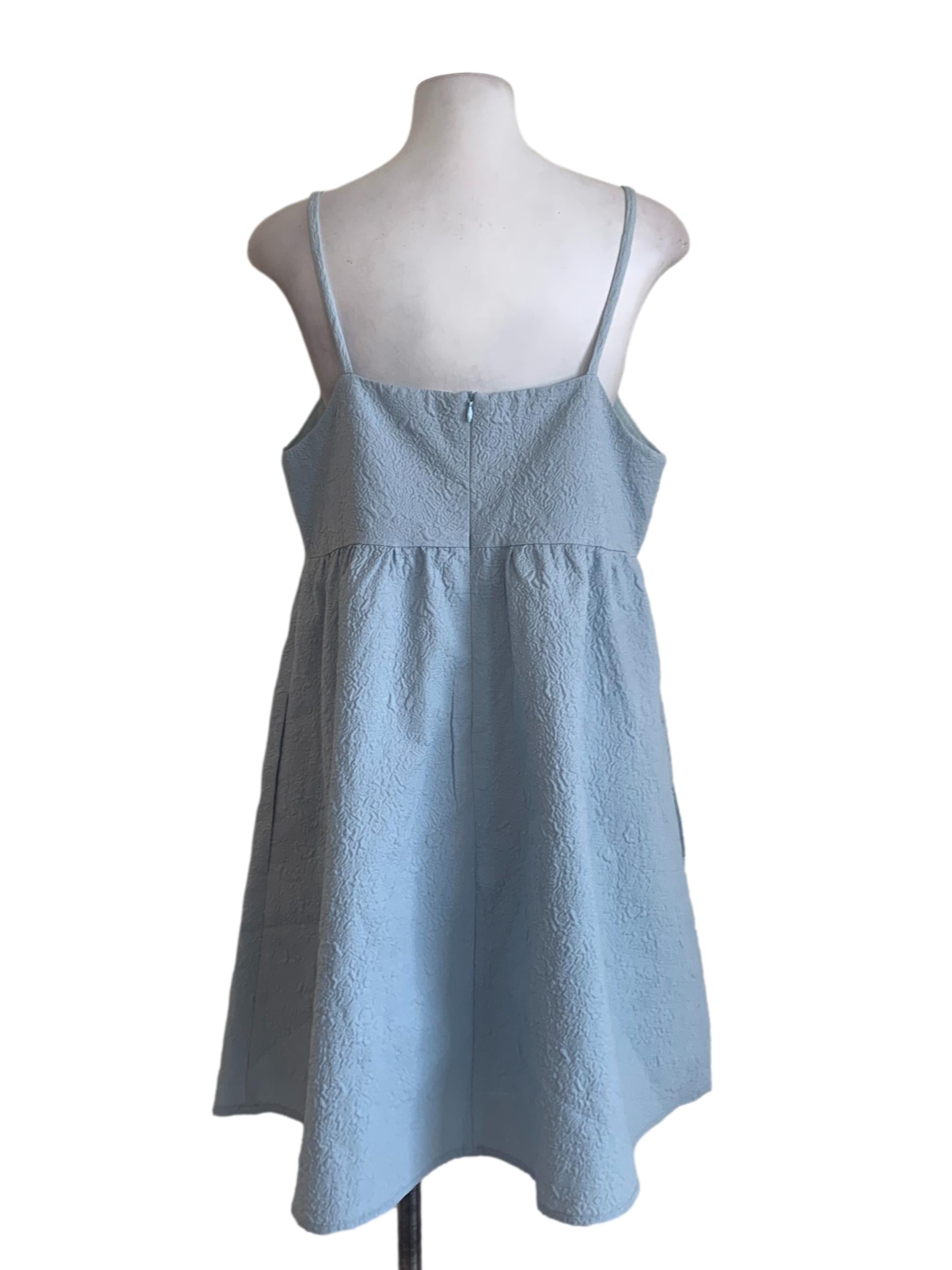 Baby Blue Floral Pattern Babydoll Dress