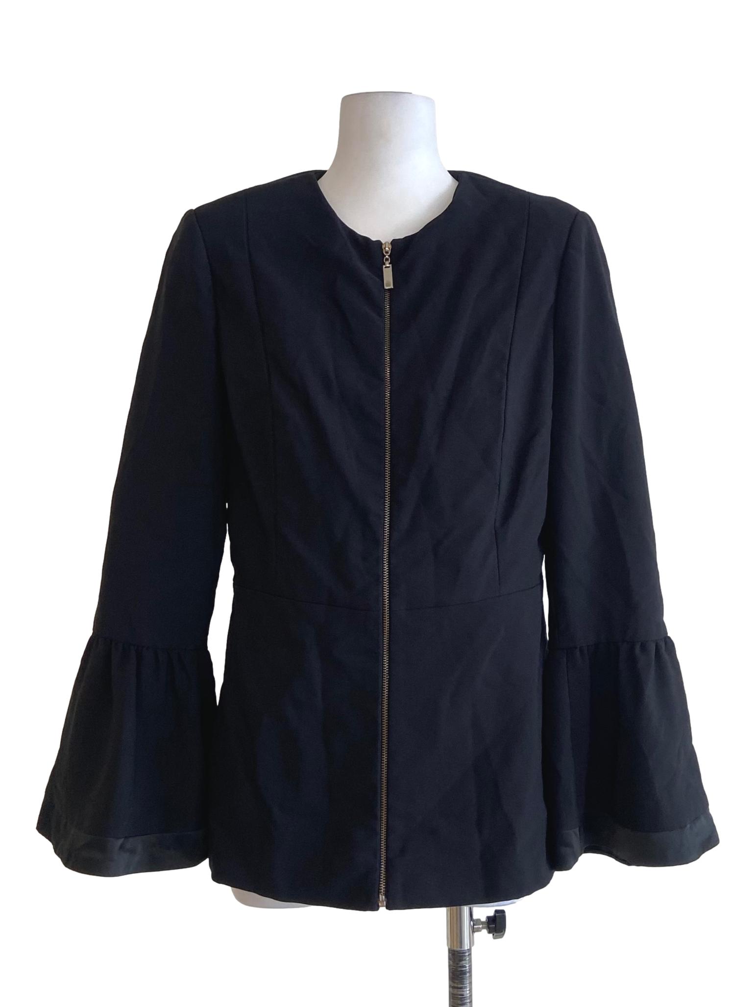 Black Zipper Mini Twill Blouse