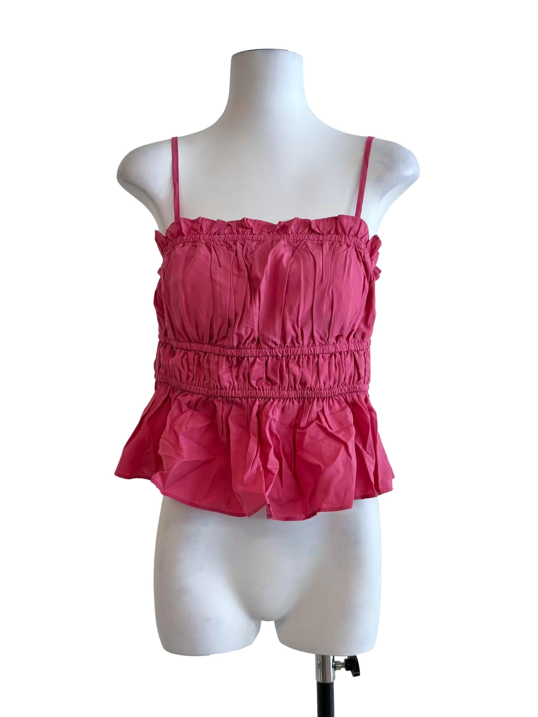 Hot Pink Smocked Cotton Top
