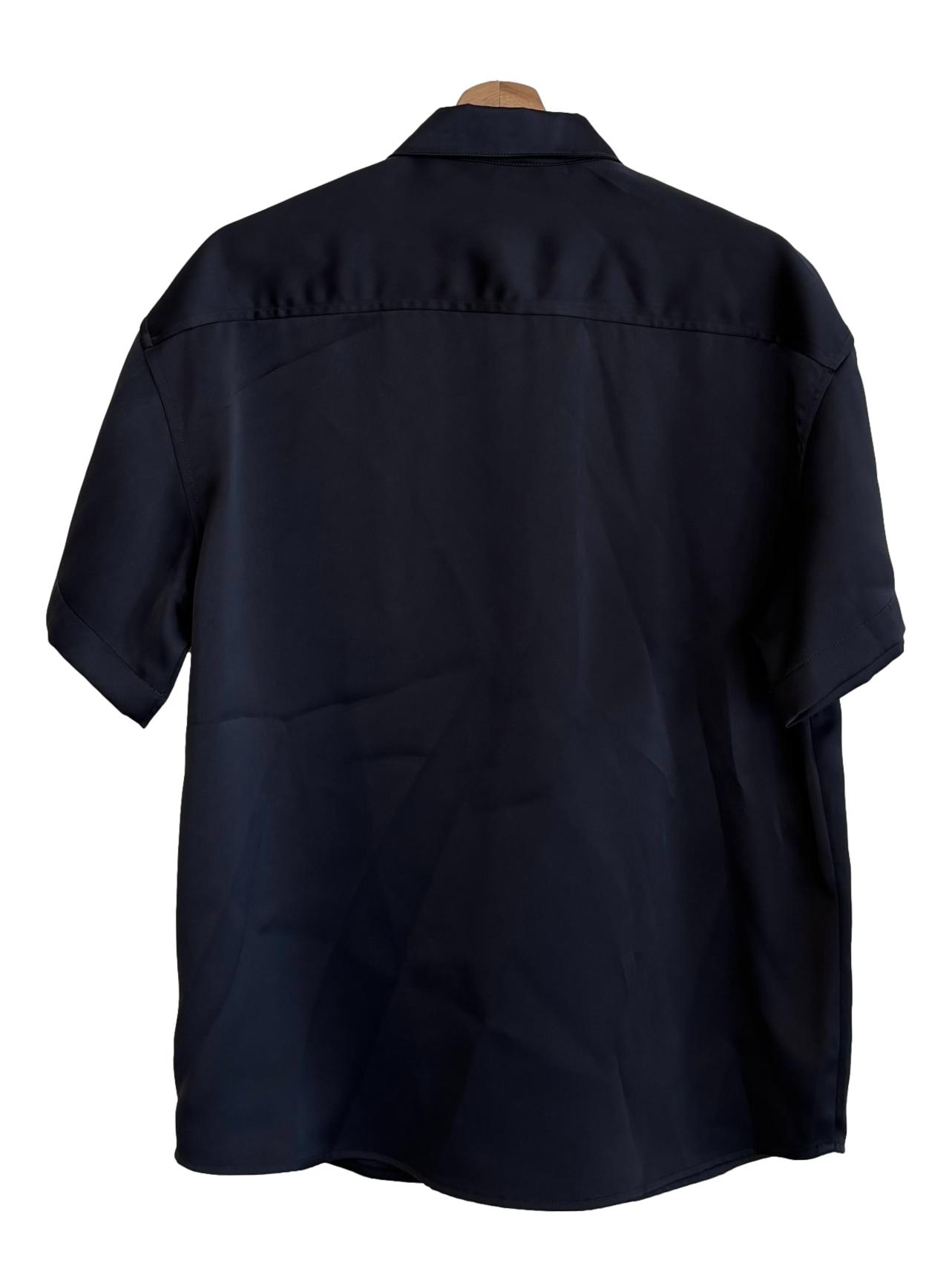Charcoal Grey Satin Short Sleeve Shirt
