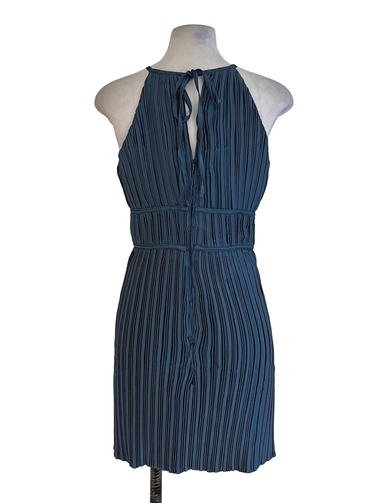 Aegean Blue Pleated A-Line Dress
