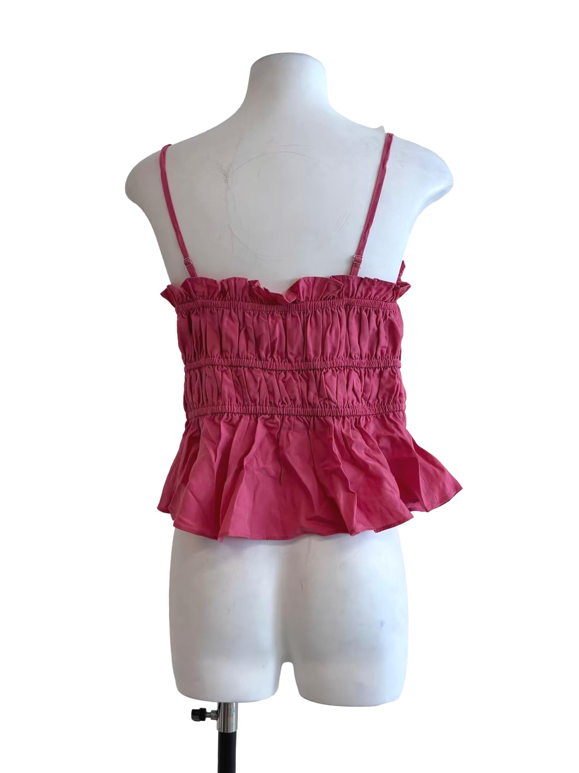 Hot Pink Smocked Cotton Top